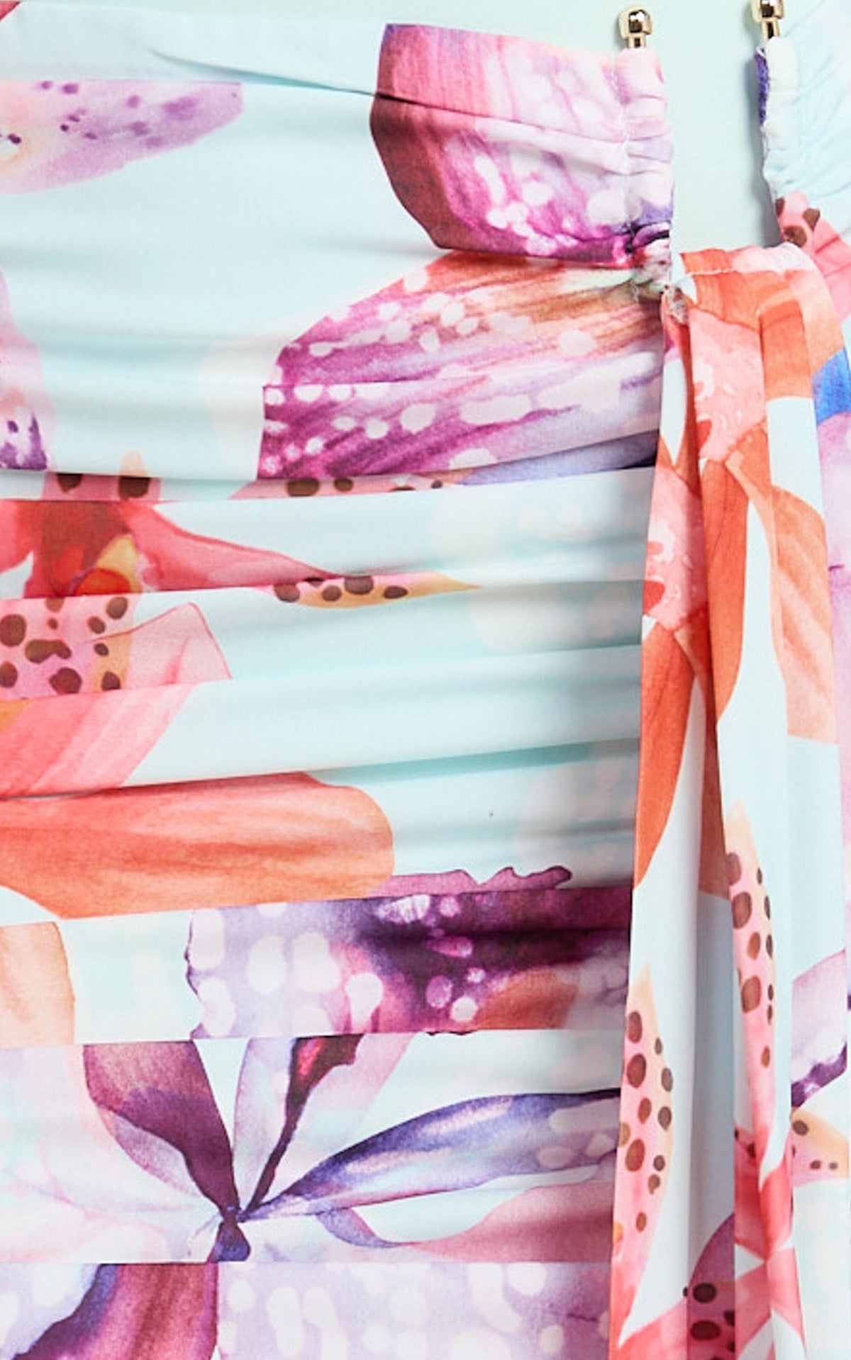 Fergie Mini Skirt - Ocean Orchid Print Gathered Drape Skirt in Ocean Orchid Print