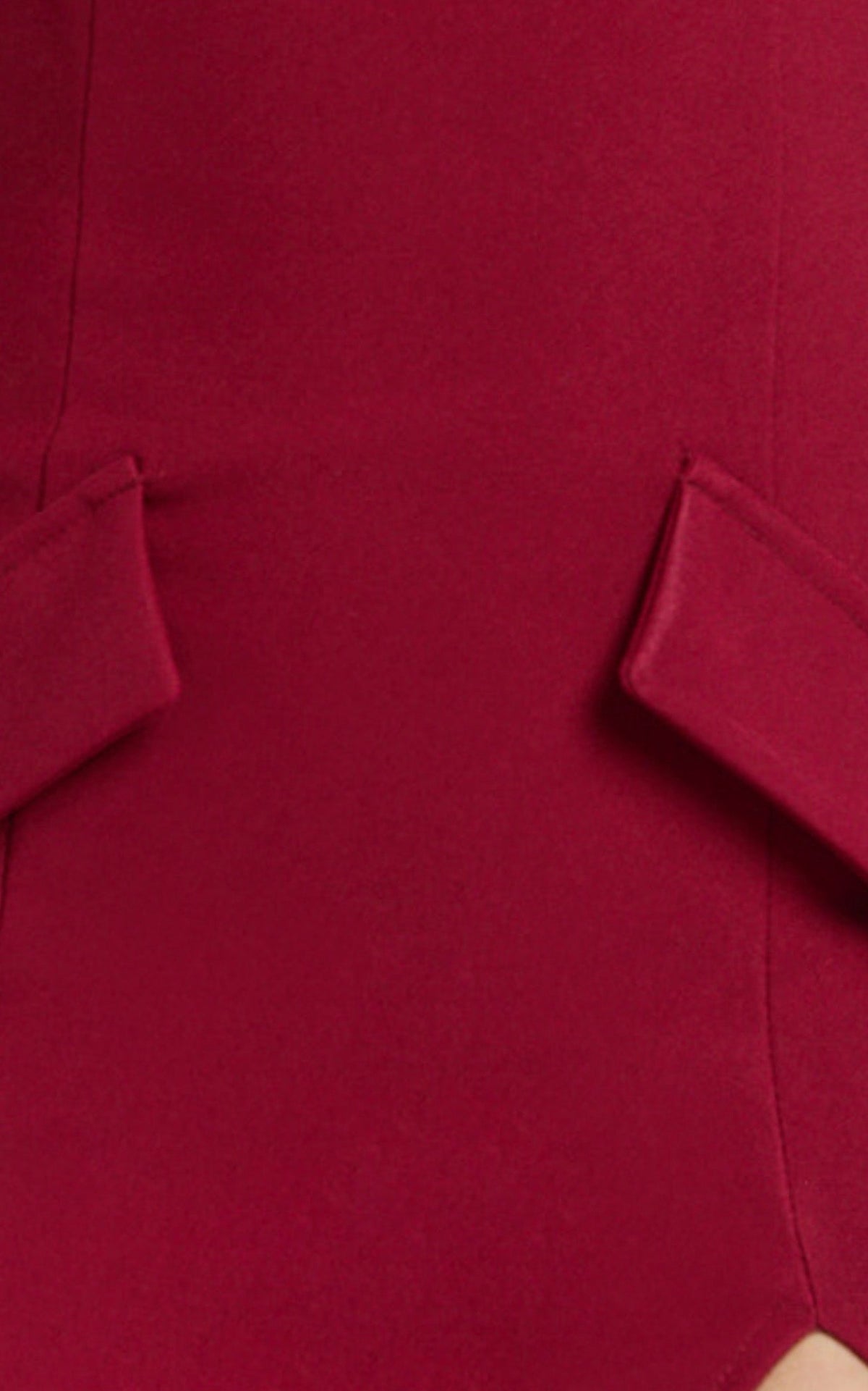 Finley Midi Dress - High Neck Long Sleeve Leg Split Bodycon Dress in Burgundy