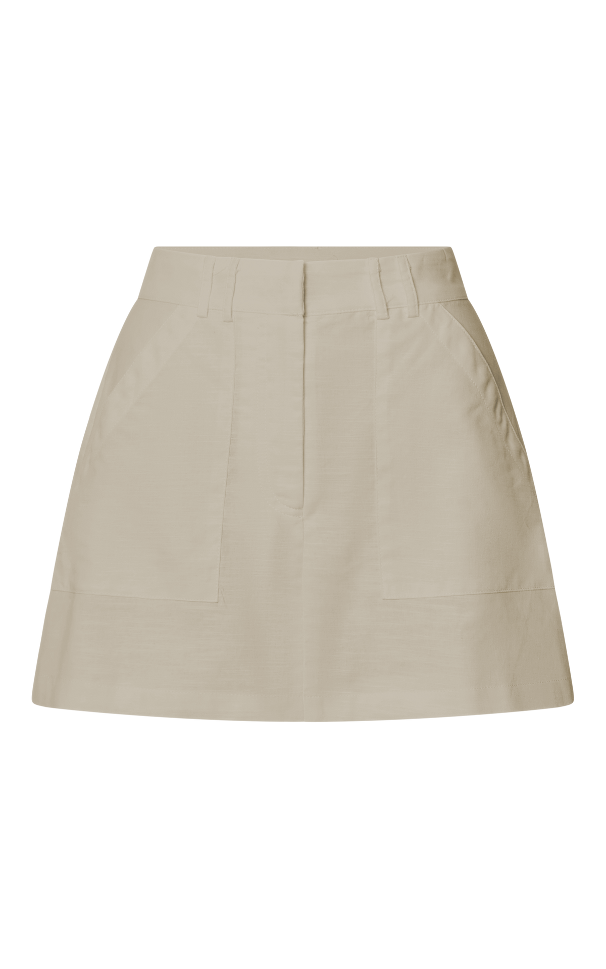 Dream Linen Blend Skort - High Waisted A Line Skort in Natural