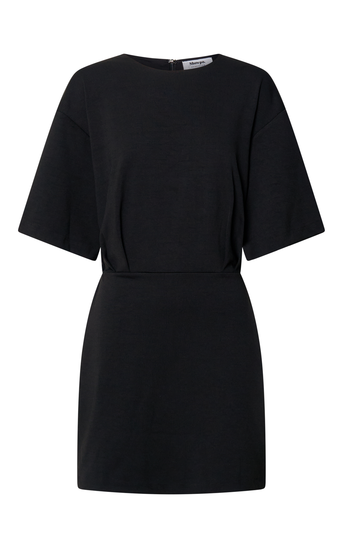 Karyna Mini Dress - Short Sleeve Boxy T-shirt Dress in Black
