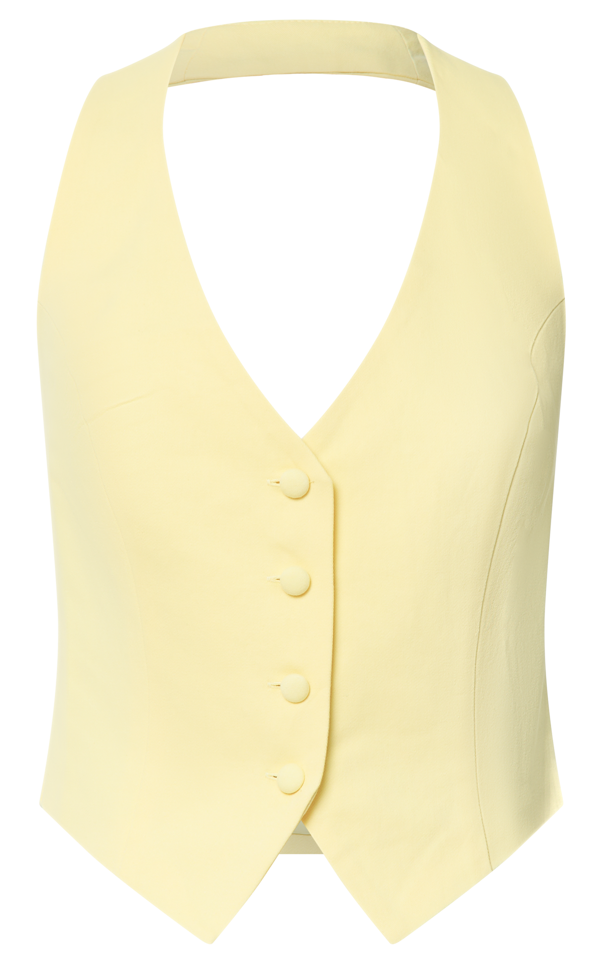 Virginia Top - Halter Neck Button Down Vest in Pastel Yellow