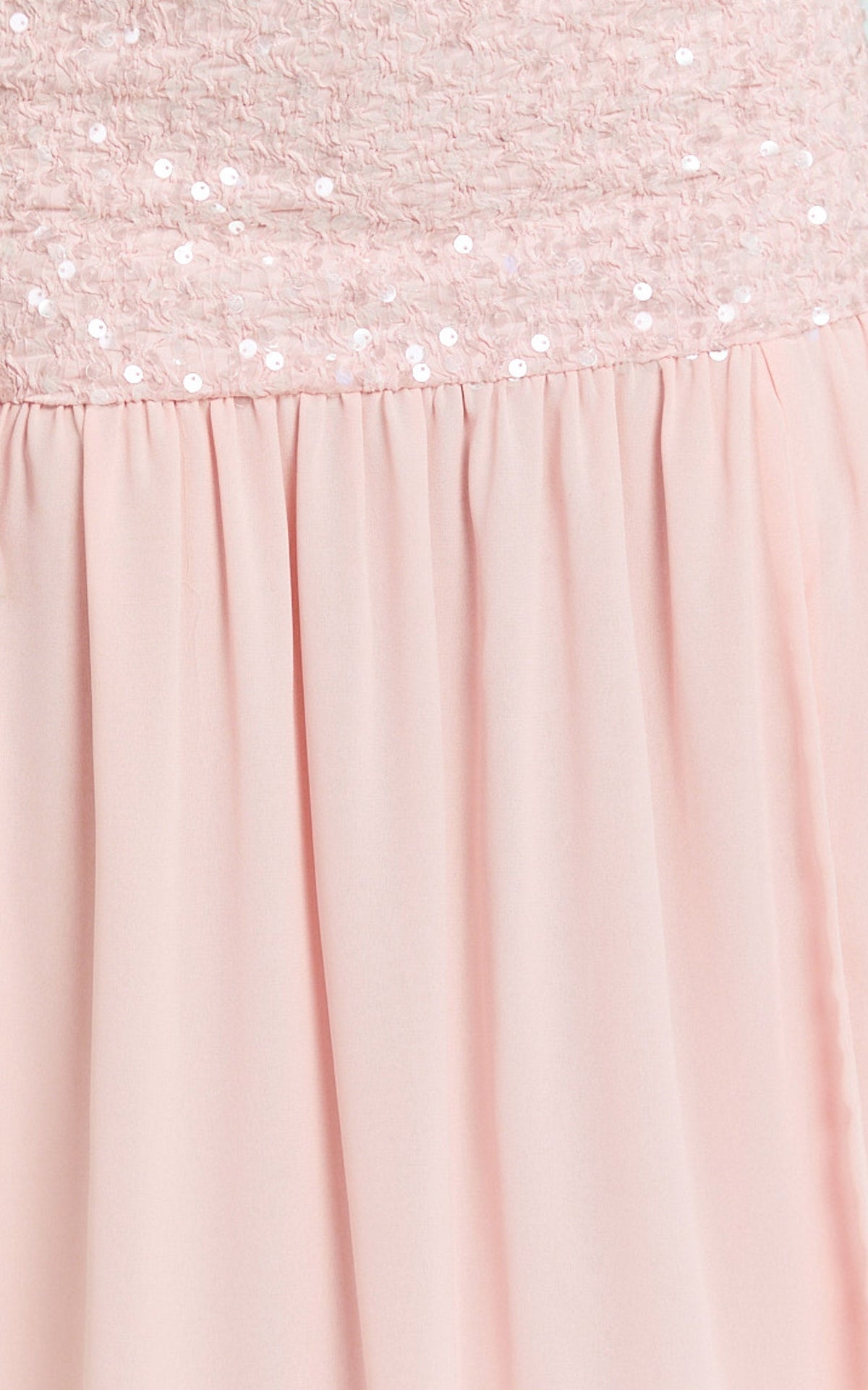 Georgina Maxi Dress - Sequin Strapless Front Split Dress in Pink