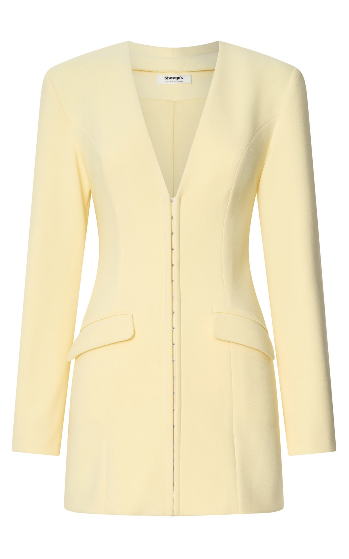 Cady Mini Dress - V Neck Hook And Eye Front Fitted Dress in Yellow