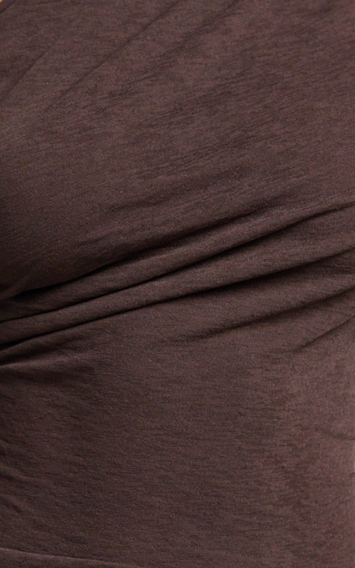 Hillary Top - Asymmetric Ruched Side Jersey Top in Chocolate Brown