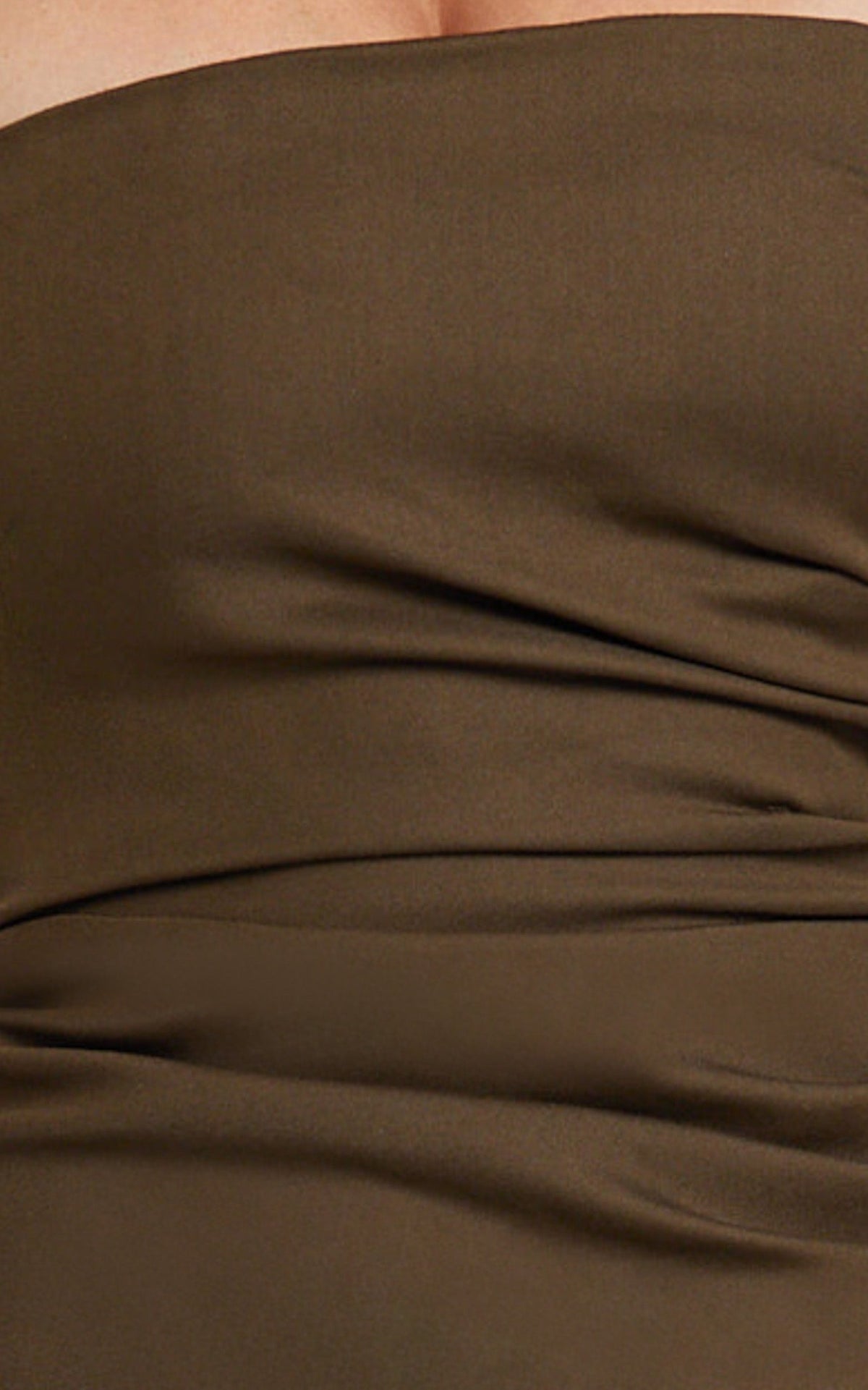 Jamie Maxi Dress - Strapless Ruched Fitted Column Dress in Chocolate
