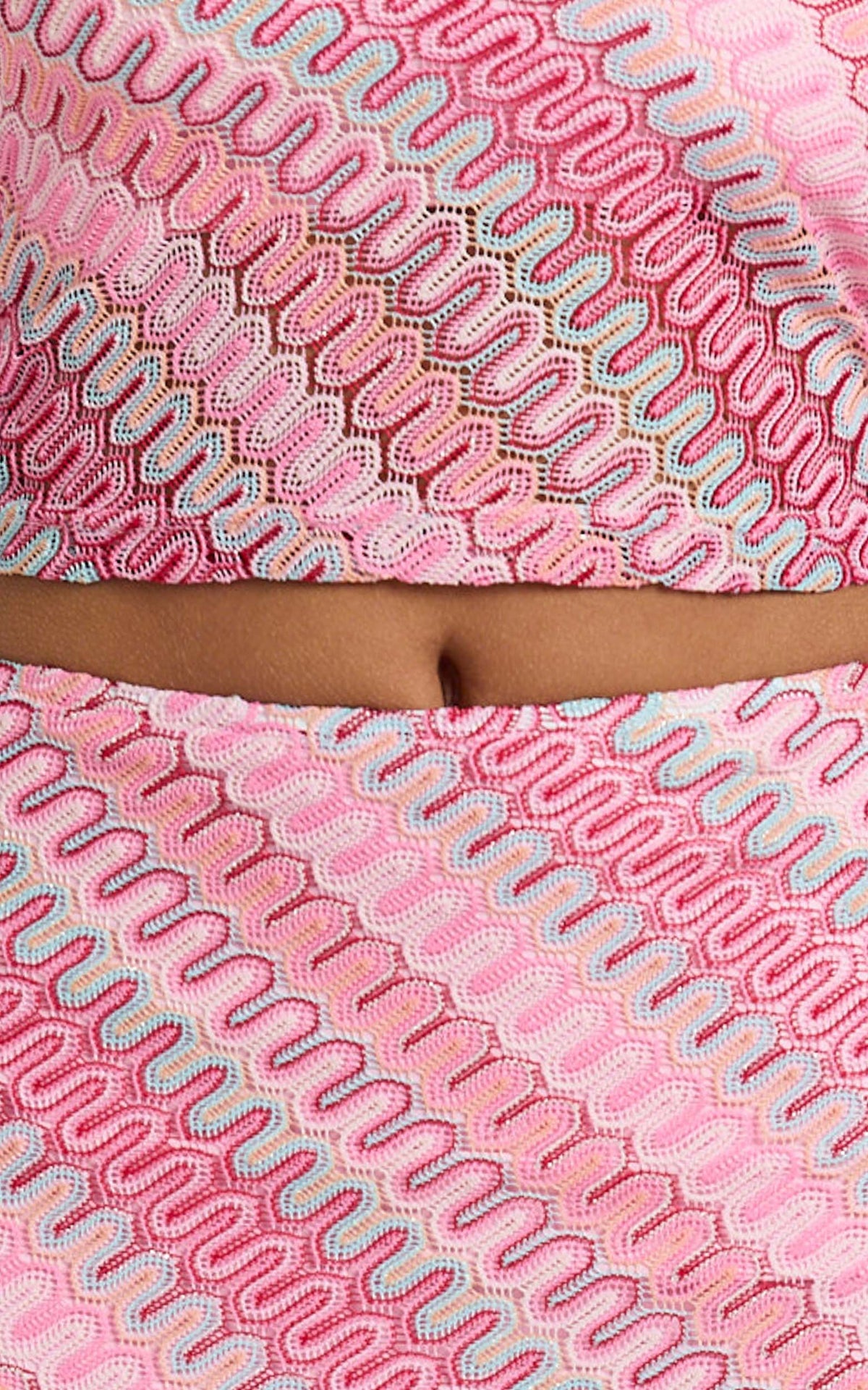Julia Two Piece Top and Skirt Set - One Shoulder Top and Maxi Skirt in Bright Pink