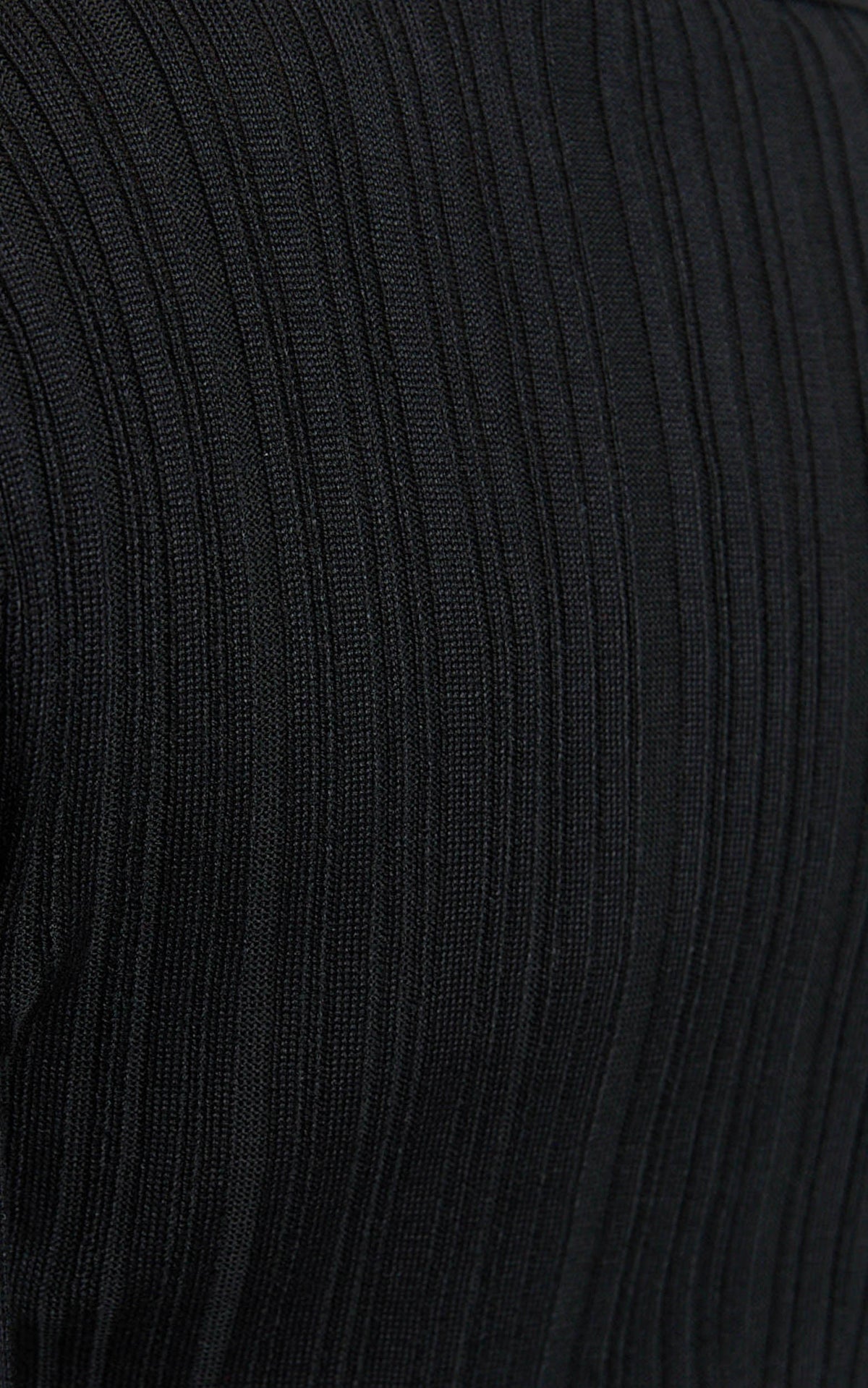 Kelsey Top - Button Through Long Sleeve Knit Top in Black