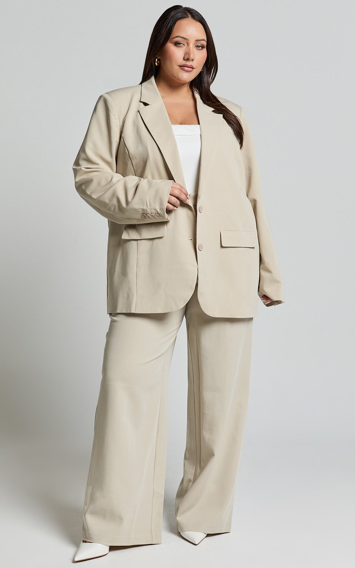 Lorcan Blazer - Oversized Boyfriend Fit Blazer in Stone