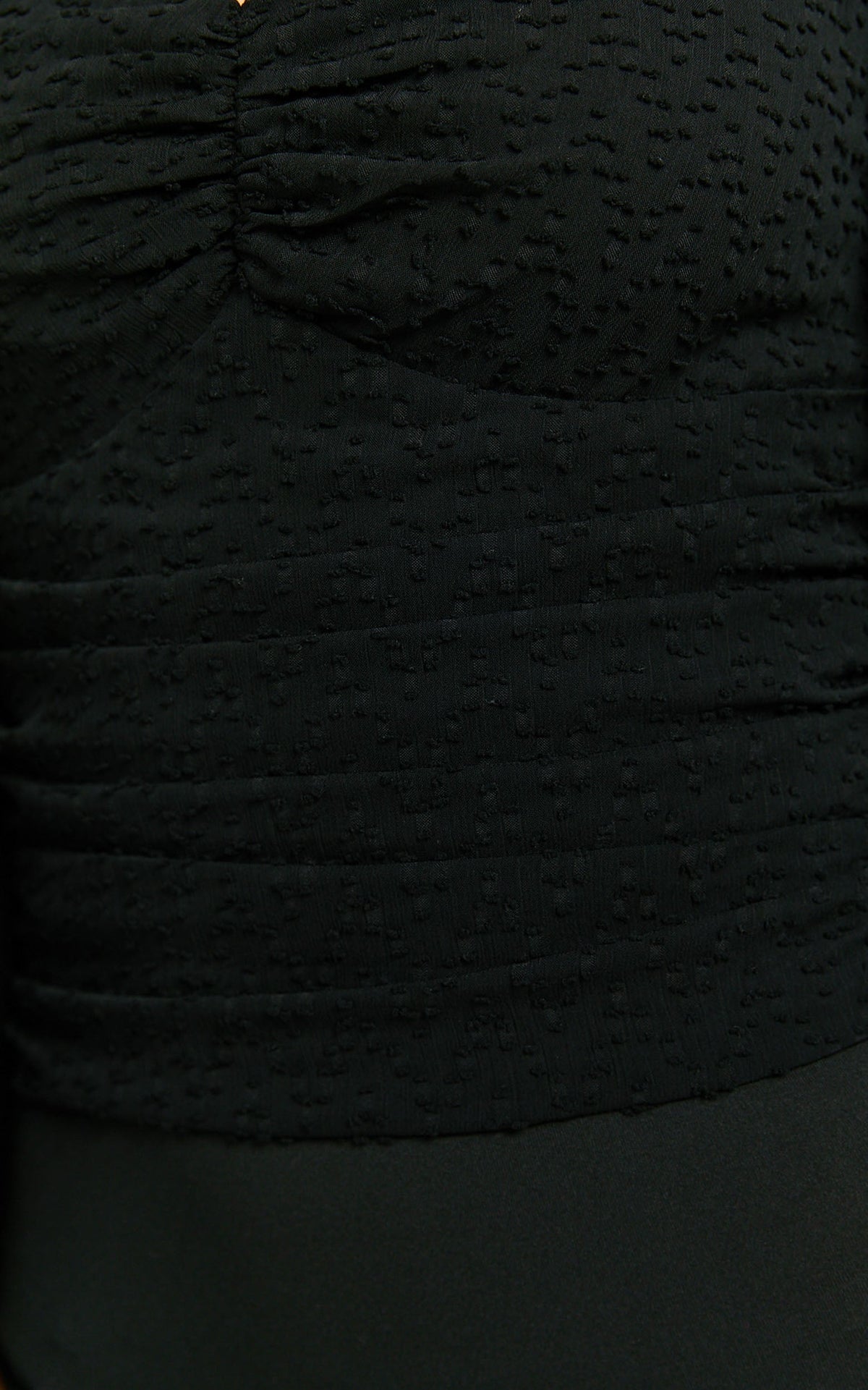 Lunara Bodysuit - Textured Ballon Sleeve Bodysuit in Black
