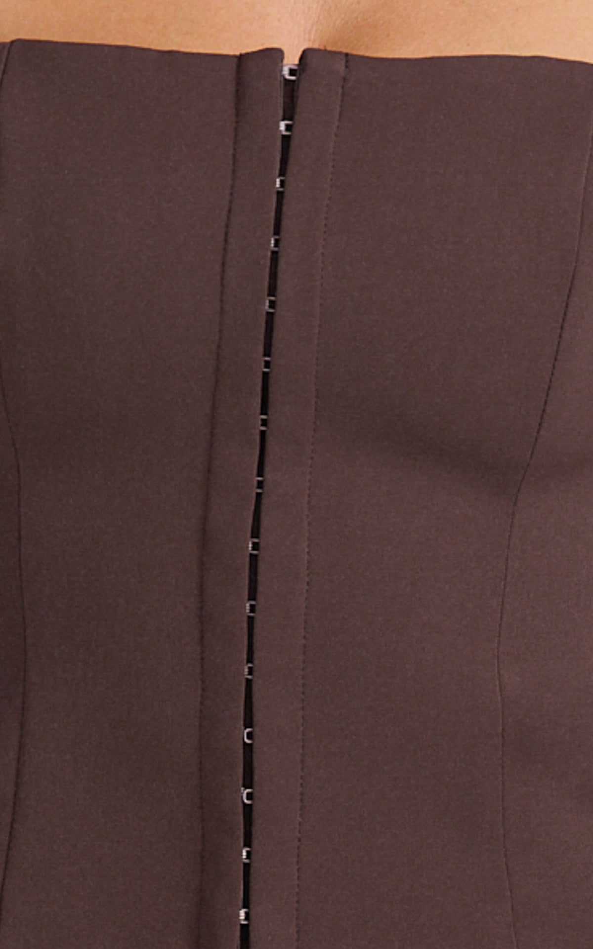 Mikey Top - Straight Neck Hook and Eye Corset Top in Chocolate