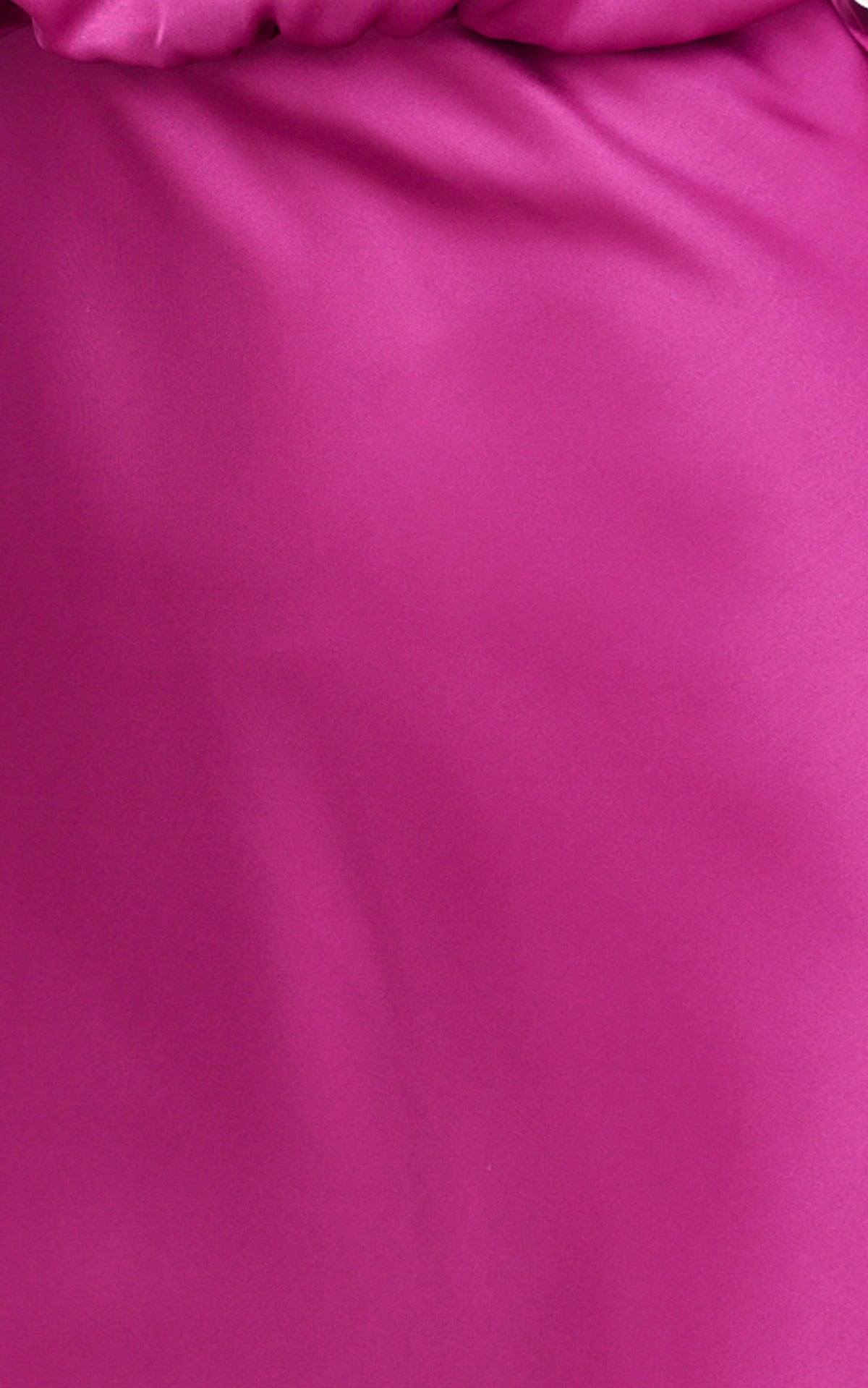 Minnie Midi Dress - Drape Neck Satin Slip Dress in Purple