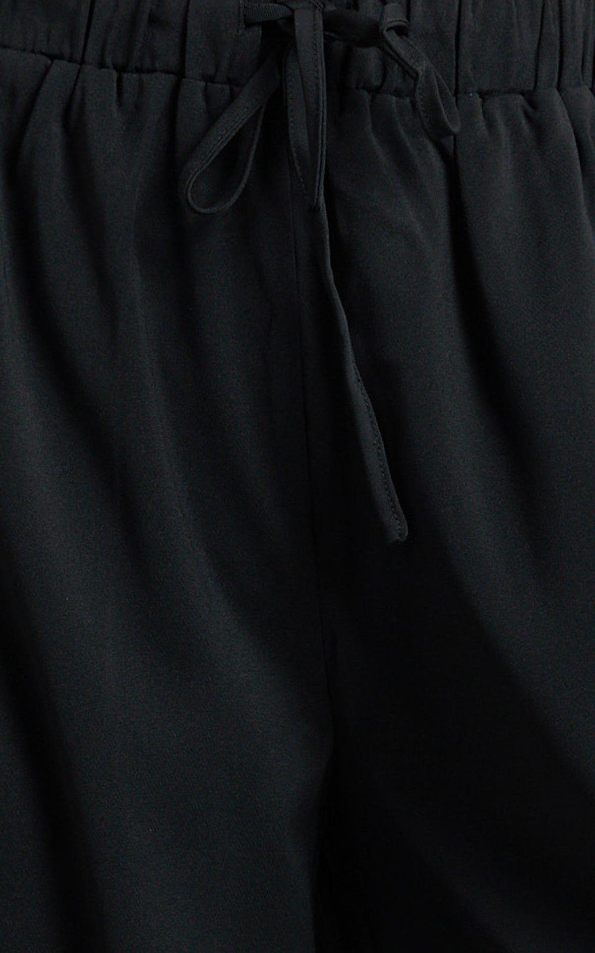 Nicole Pants - High Waist Elasticated Gathered Waist Wide Leg Pants in Black