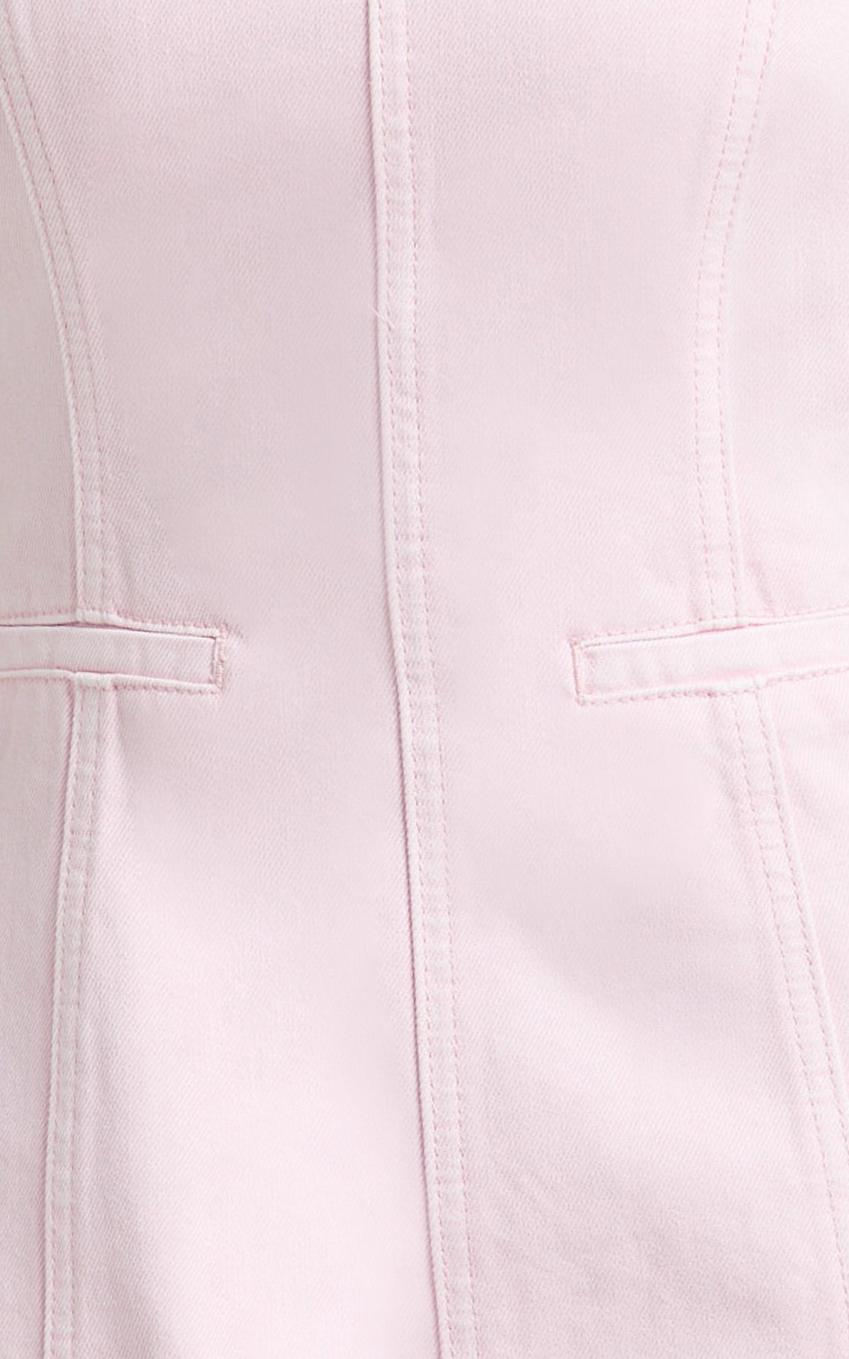 Olenna Mini Dress - High Neck Fitted Denim Dress in Pink