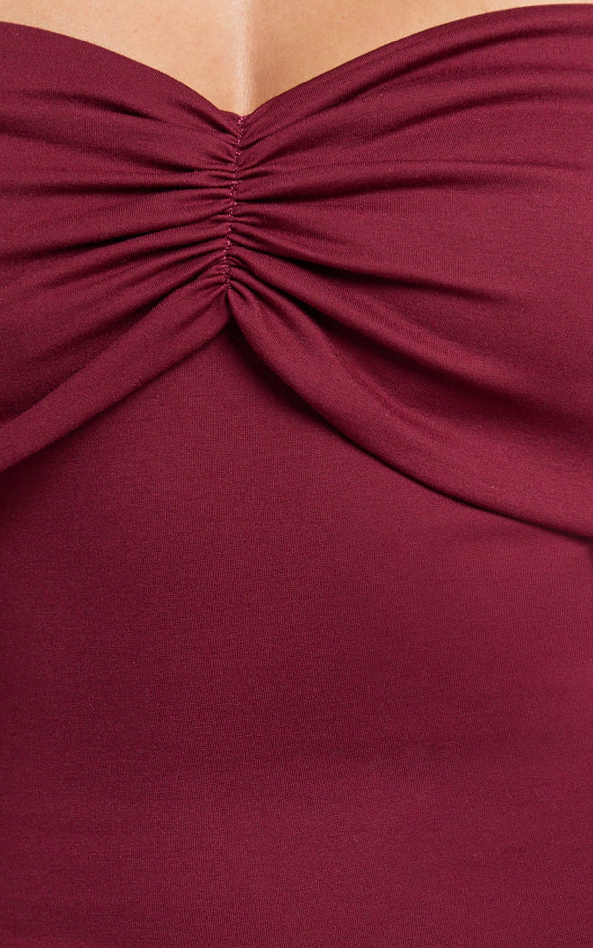 Rani Mini Dress - Off Shoulder Long Sleeve Bodycon Dress in Wine