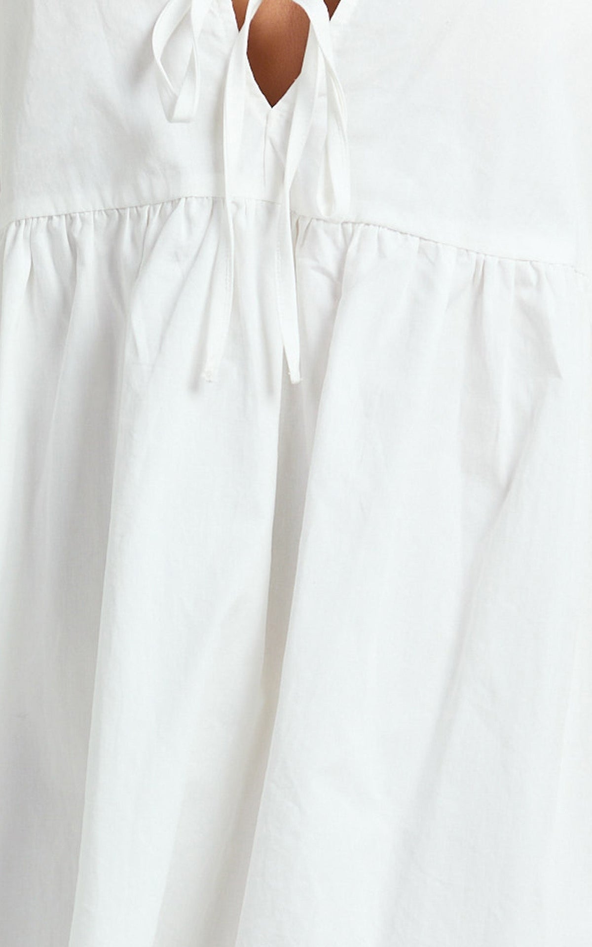 Rosita Mini Dress - Tie Front Puff Sleeve Dress in White
