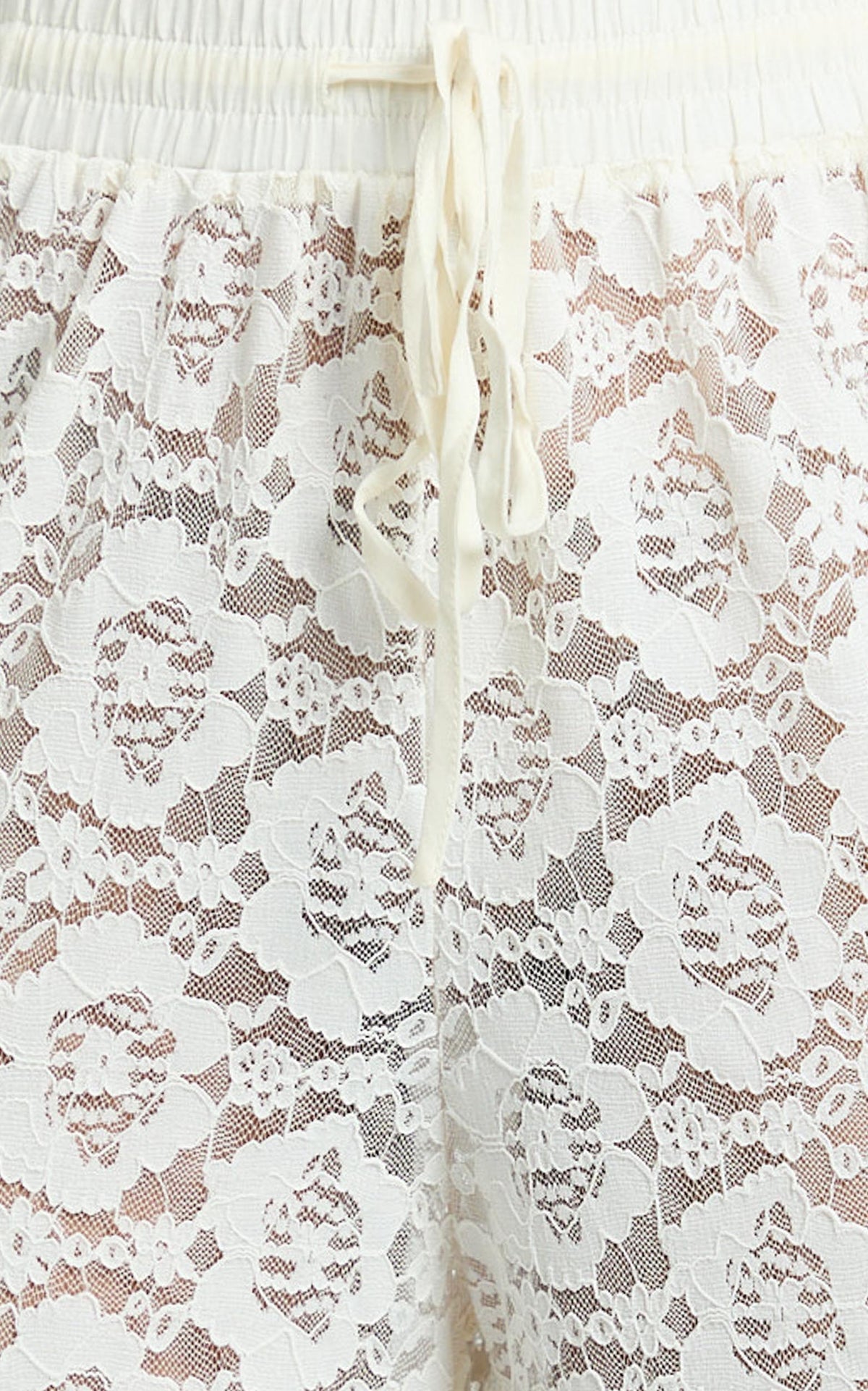 Roxy Pants - High Waist Lace Relaxed Drawstring Pants in Off White