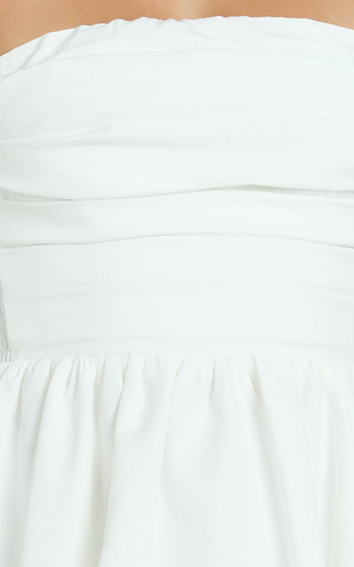 Shaima Mini Dress - Strapless Bubble Hem Dress in White