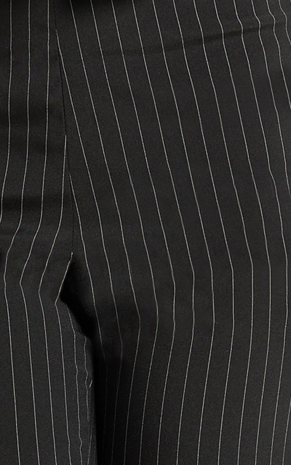 Susannah Pants - Pinstripe Fitted Split Leg Capri Pants in Black Stripe