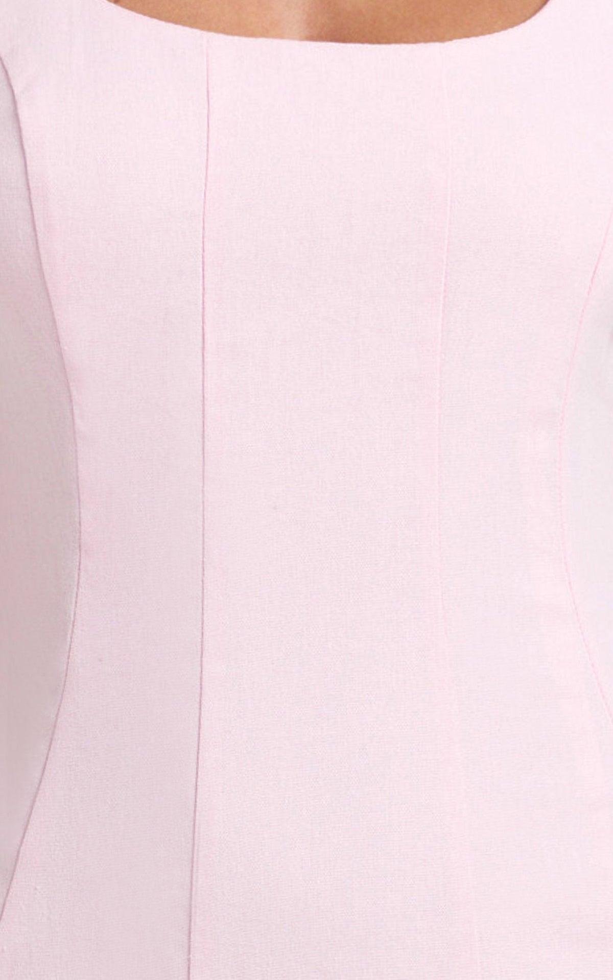 Thalia Mini Dress - Scoop Neck Ruffle Hem Dress in Baby Pink