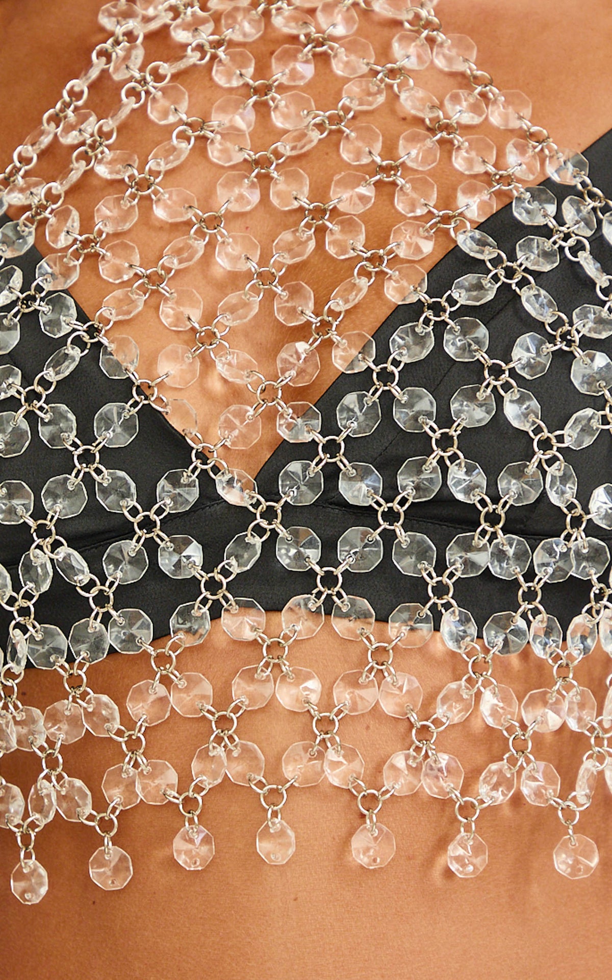 Xena Crop Top - Crystal Embellished Halter Top in Silver