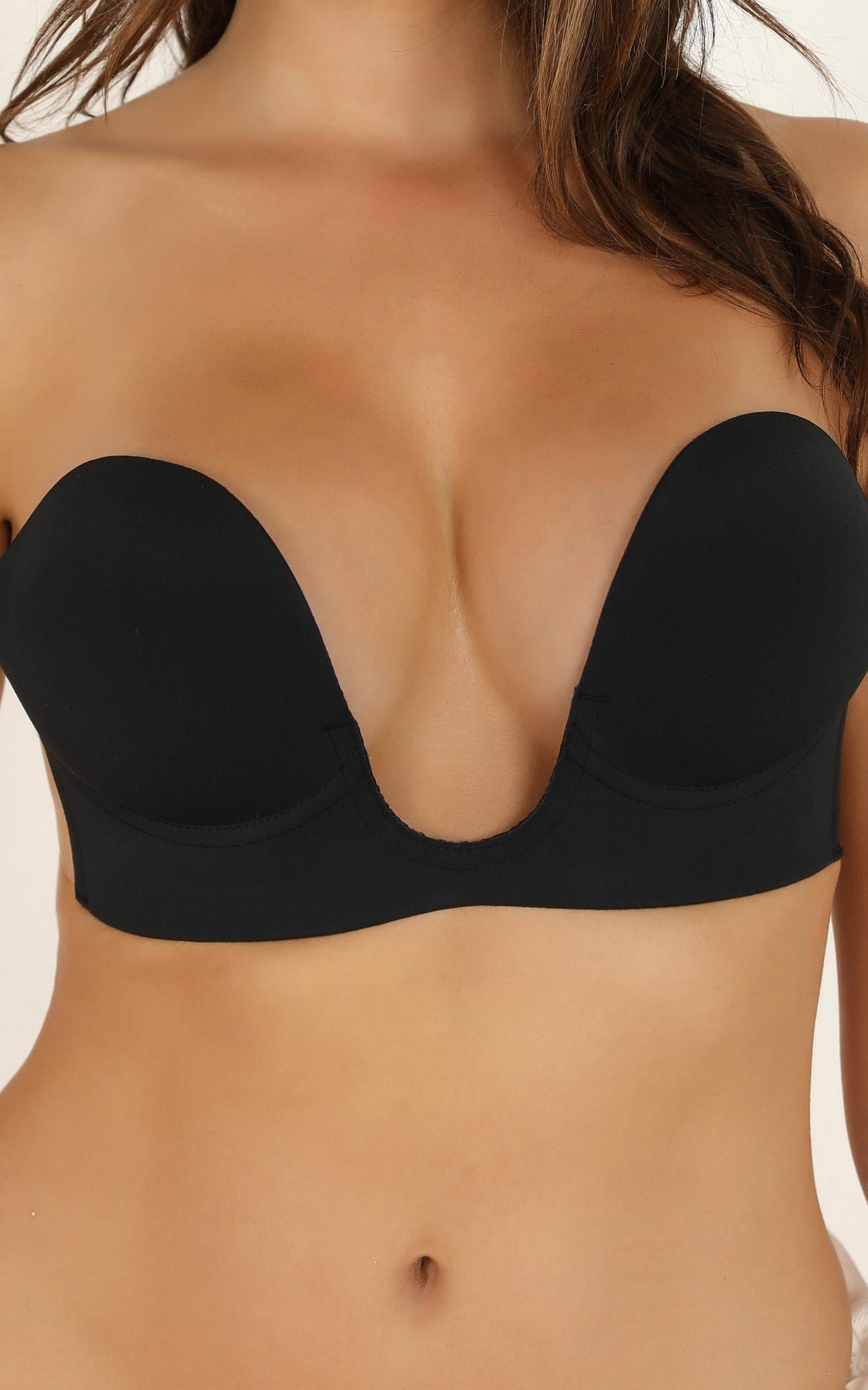 Plunge Stick On Bra in Black