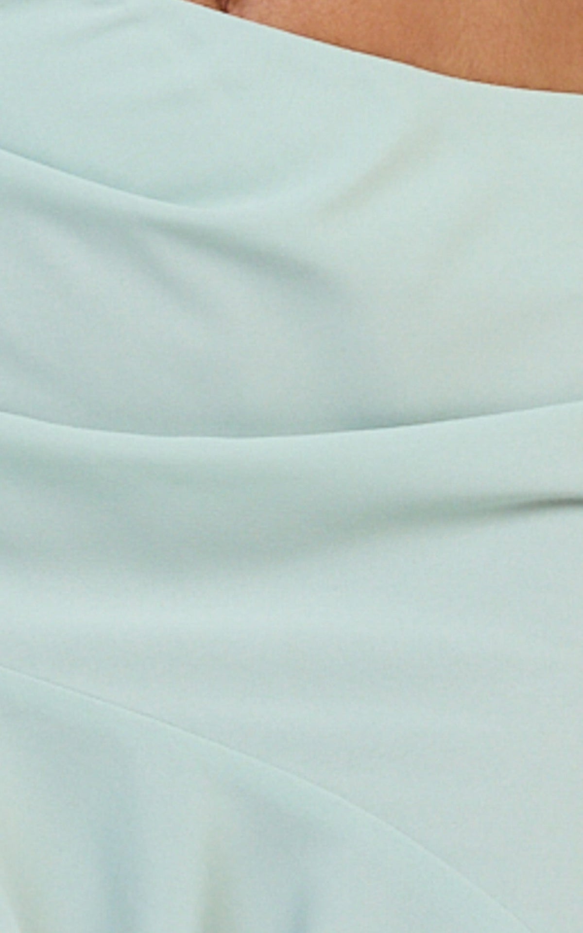 Ocean Maxi Dress - Halter Neck Floral Trim Ruffle Cutaway Skirt Dress in Mint