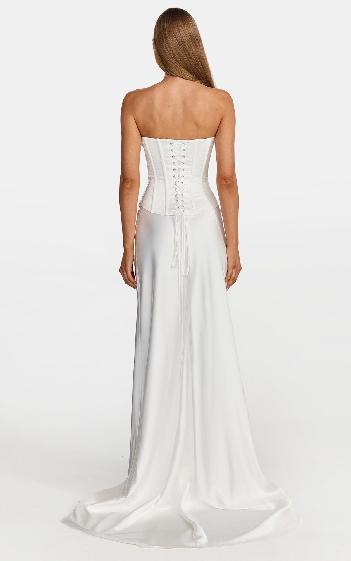 Carrie Top - Strapless Lace Up Corset Top in White