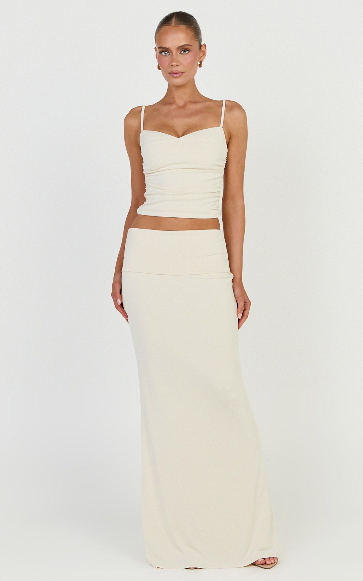 Miren Maxi Skirt - Foldover Waist Skirt in Ivory