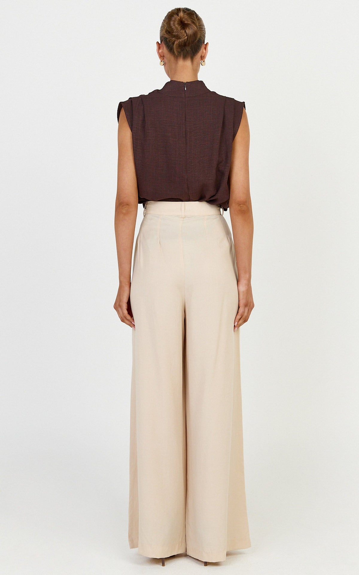 Clarke Pants - High Waist Wide Leg Pants in Neutral