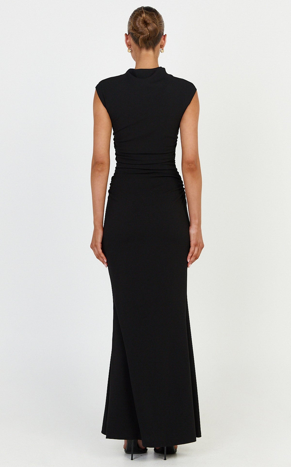 Eira Maxi Dress - High Neck Cap Sleeve Maxi Dress in Black