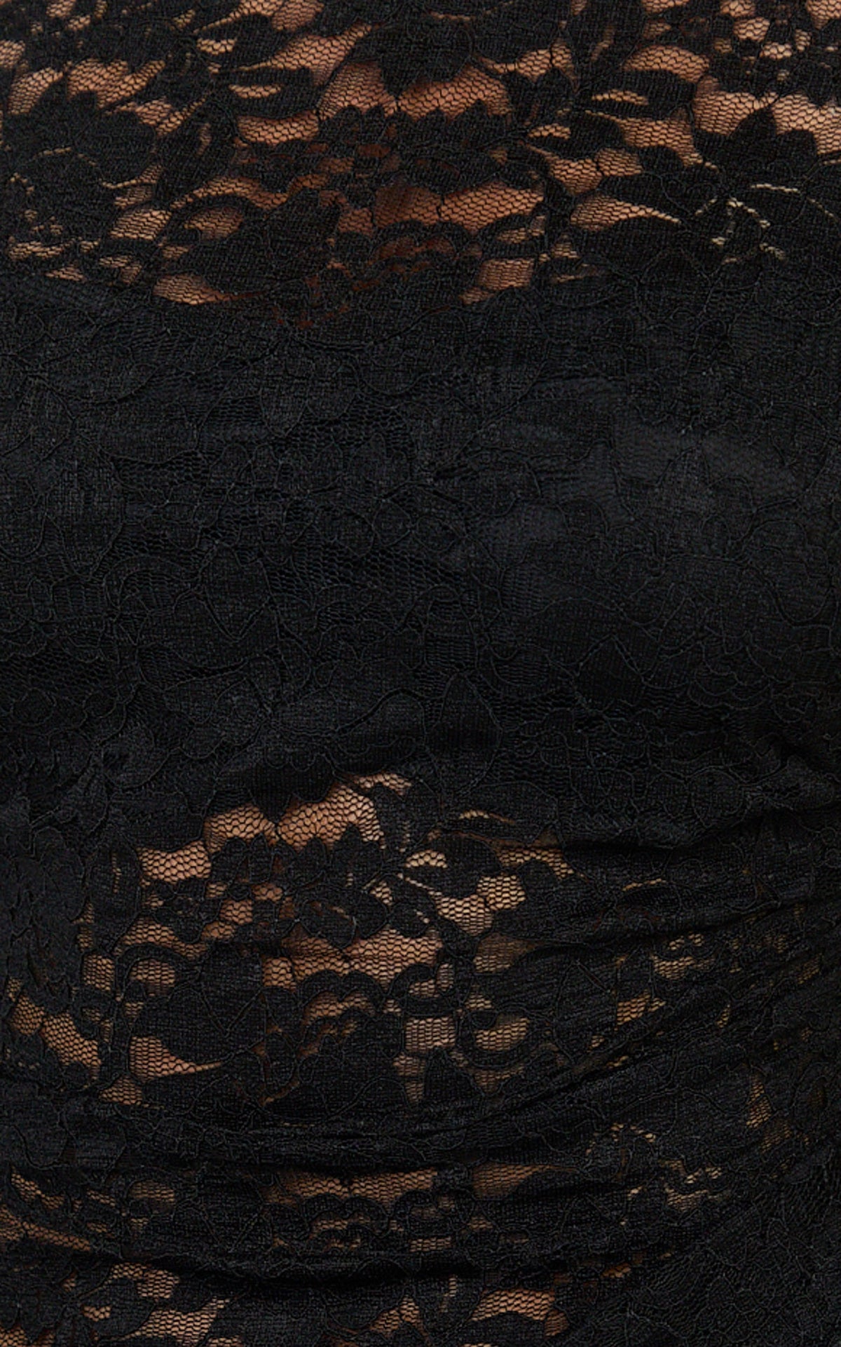 Skye Maxi Dress - Lace Long Sleeve Draped Waist Dress in Black