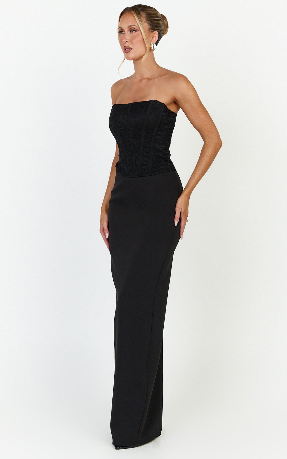 Colette Top - Strapless Lace Corset Top in Black