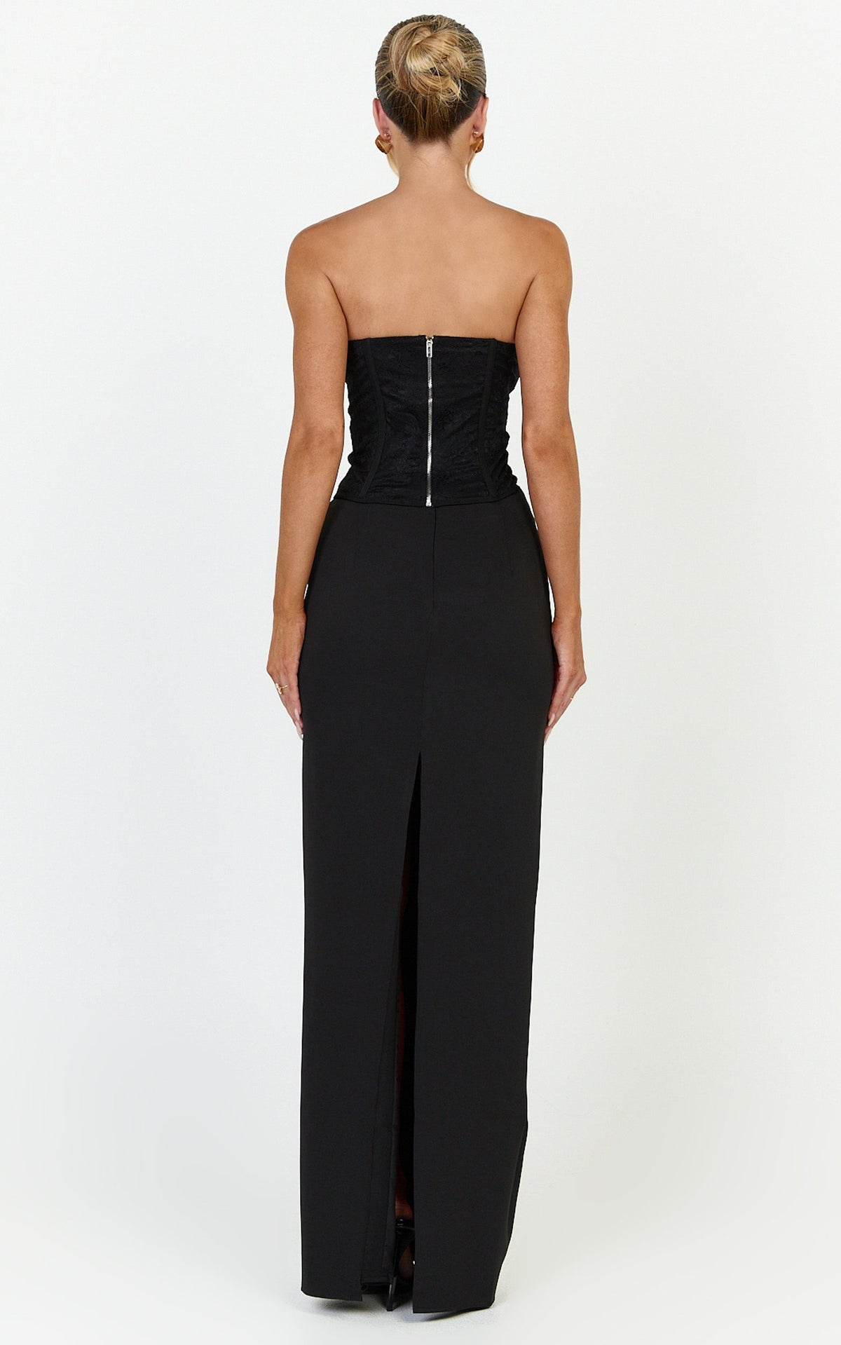 Colette Top - Strapless Lace Corset Top in Black