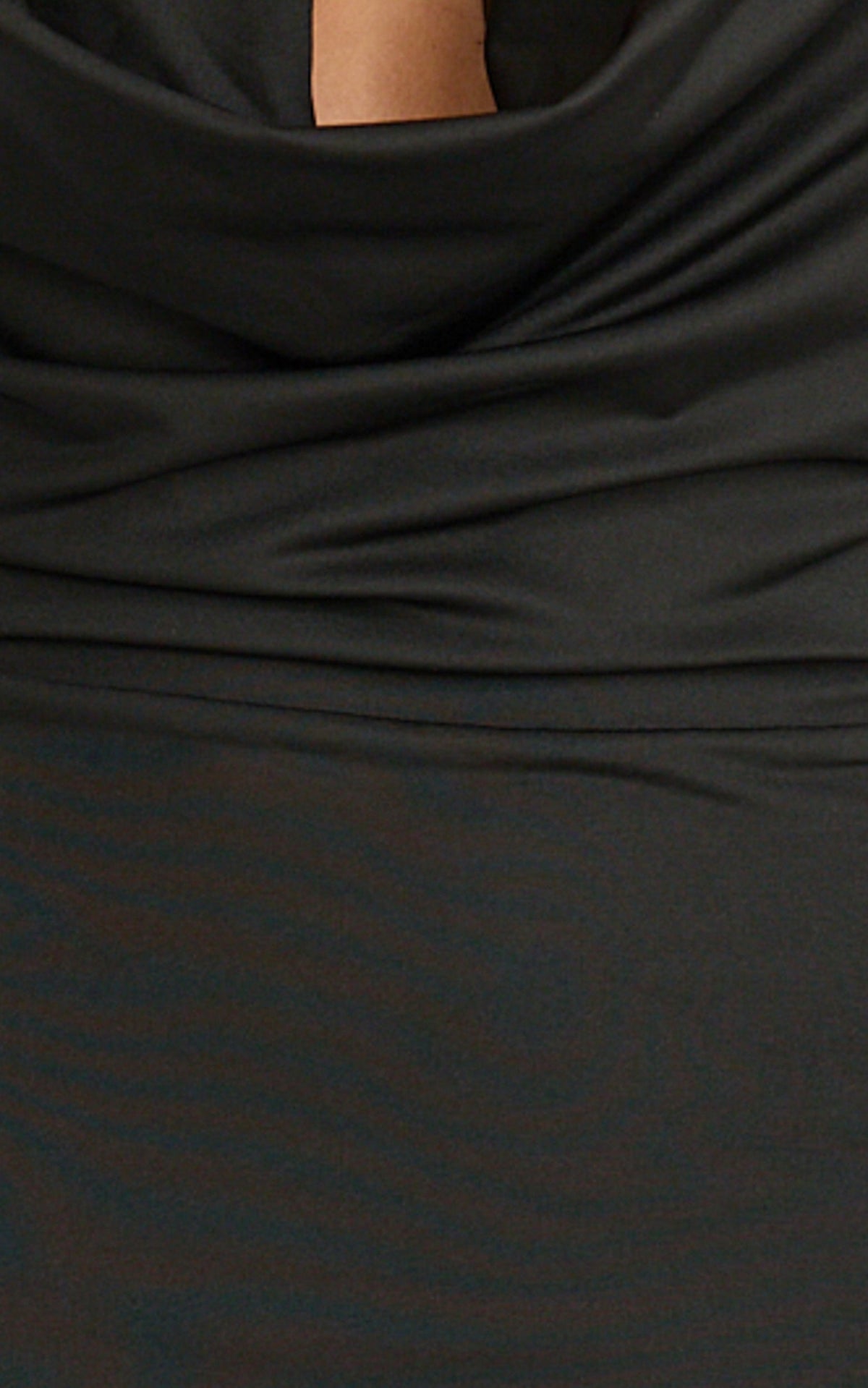 Sylvana Maxi Dress - Cowl Halter Neck Bodycon Dress in Black
