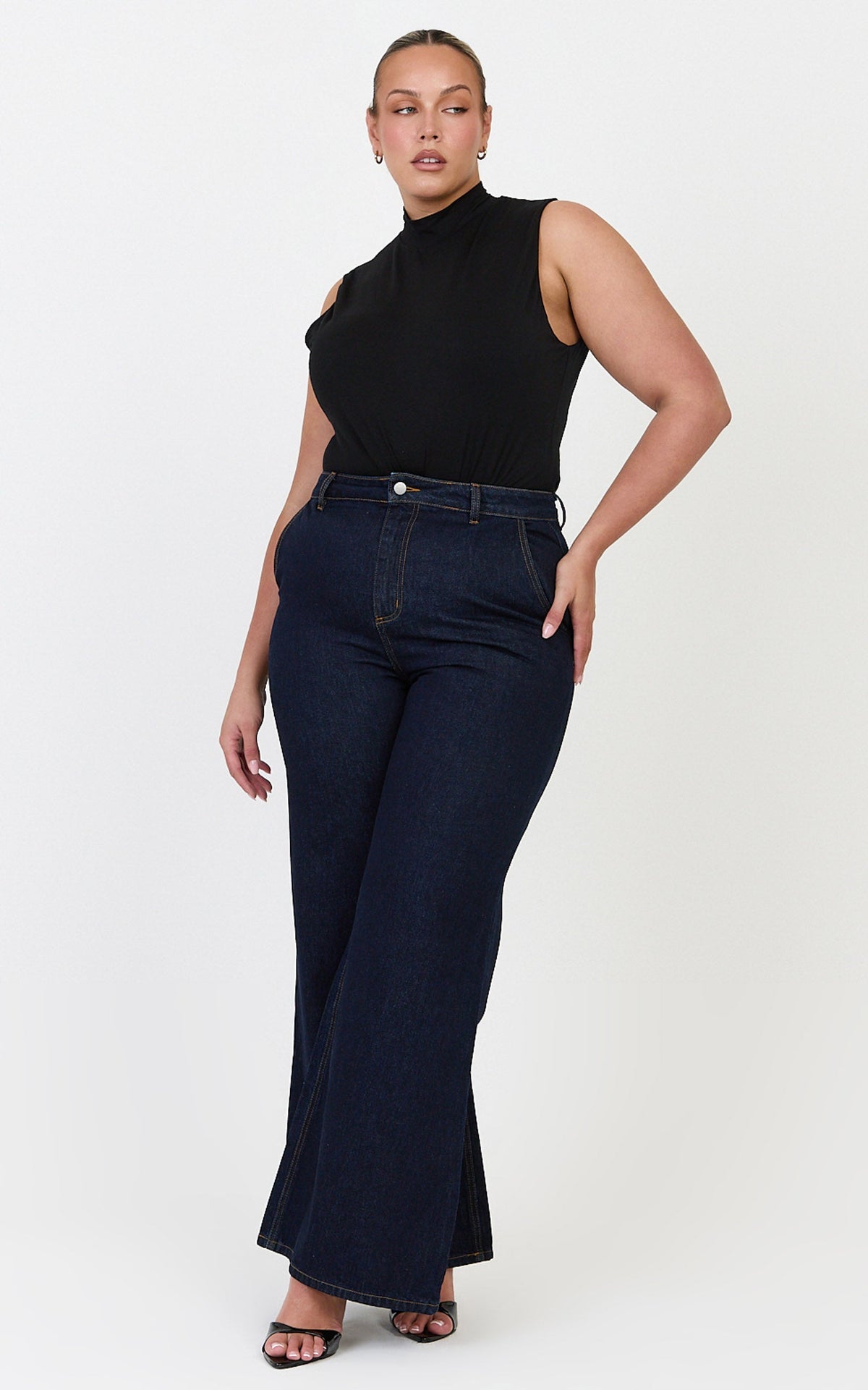Therese Jeans - High Waist Wide Leg Flare Recycled Denim Jeans in Raw