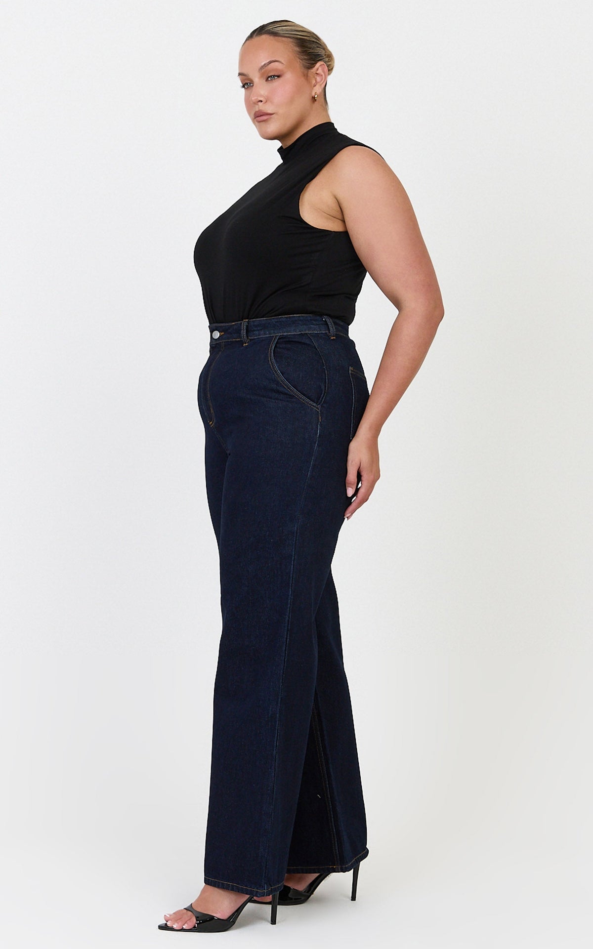 Therese Jeans - High Waist Wide Leg Flare Recycled Denim Jeans in Raw