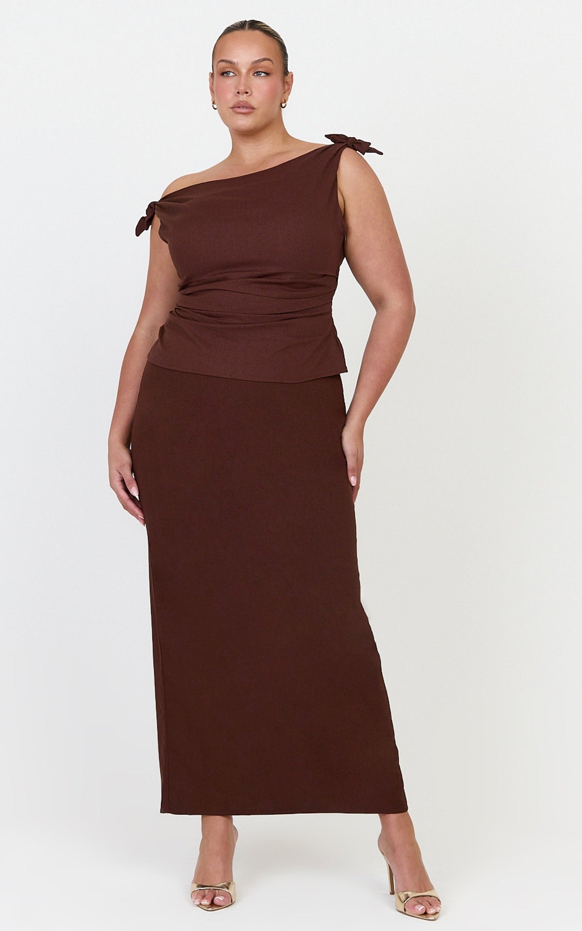 Vance Maxi Skirt - Linen Back Split Skirt in Chocolate