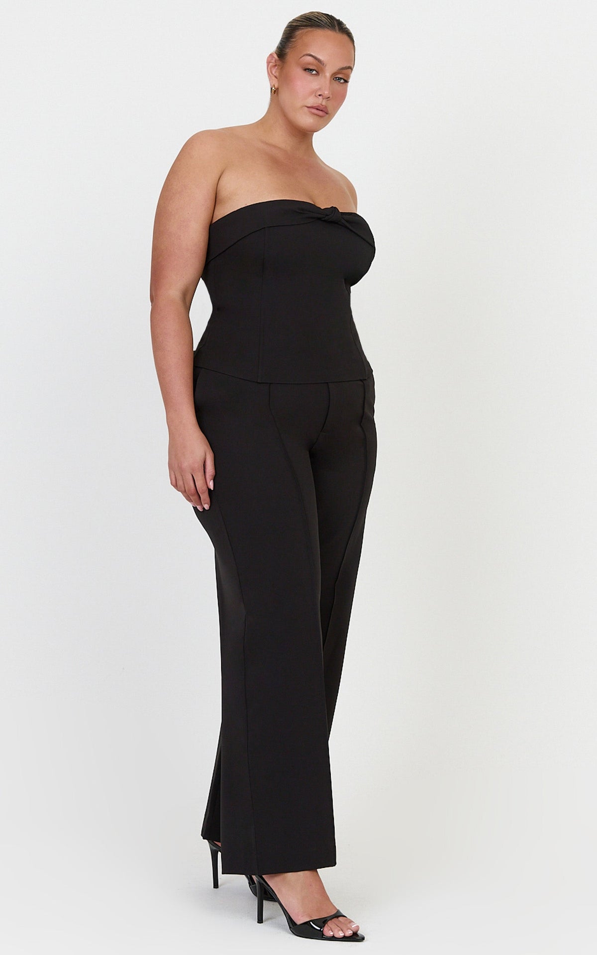 Rosalind Top - Strapless Knot Detail Corset Top in Black
