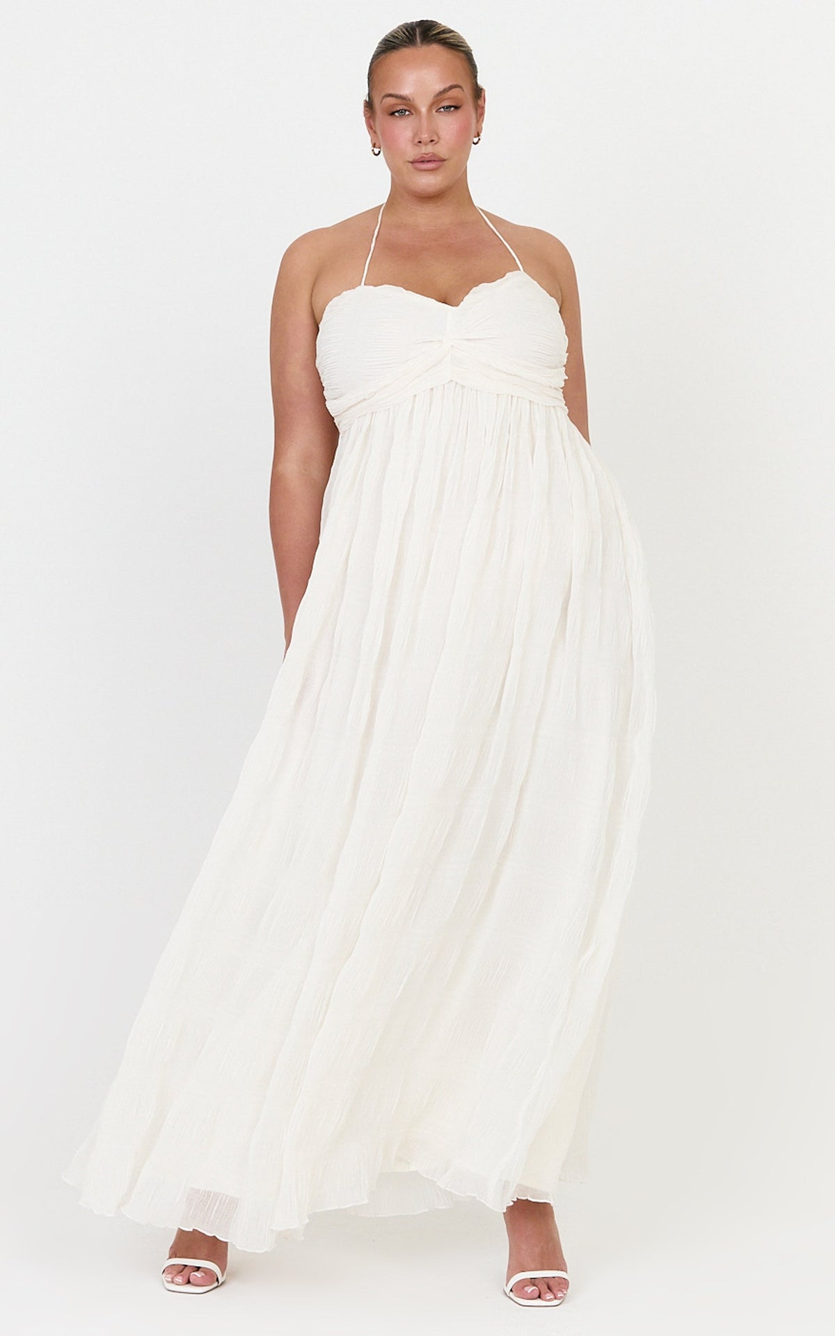 Lani Maxi Dress - Lace Back Shirred Maxi Dress in Cream