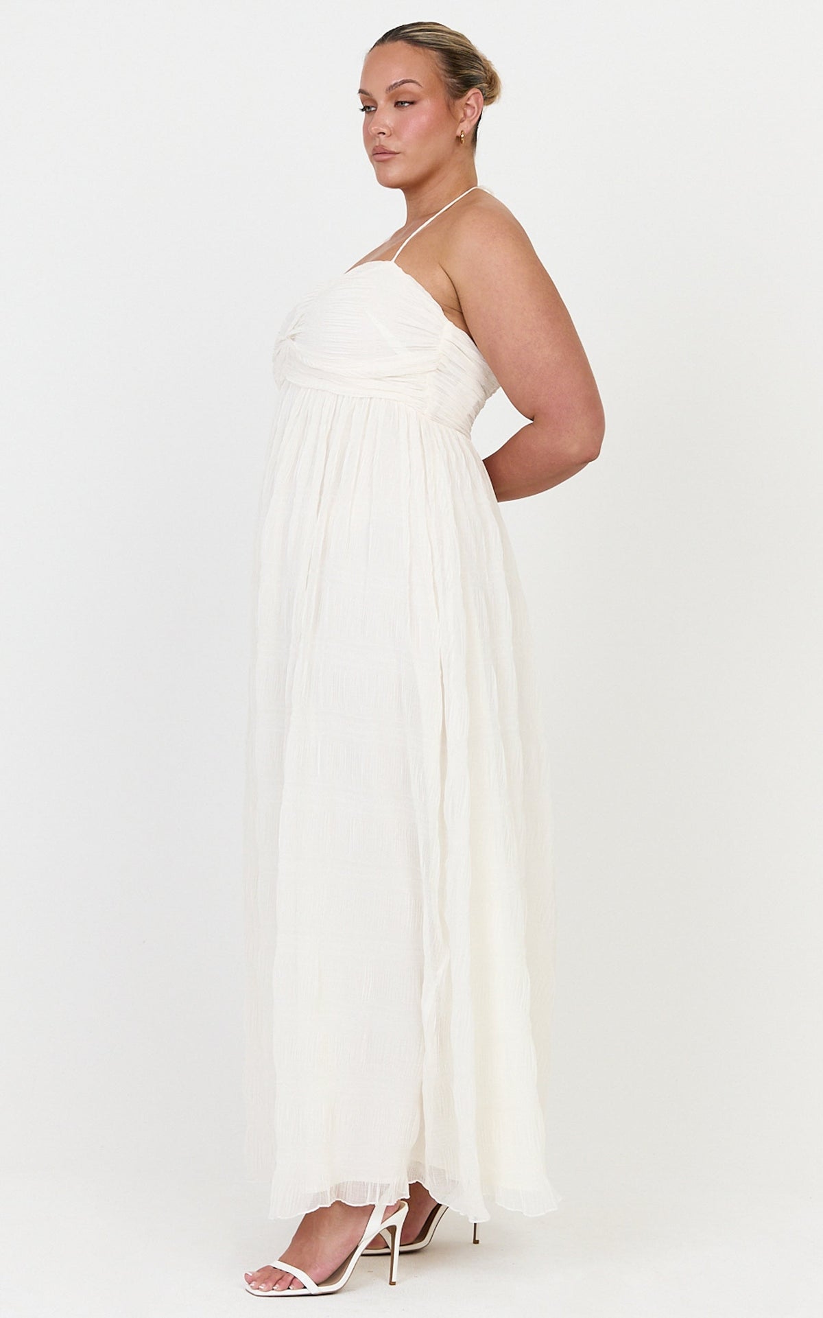 Lani Maxi Dress - Lace Back Shirred Maxi Dress in Cream