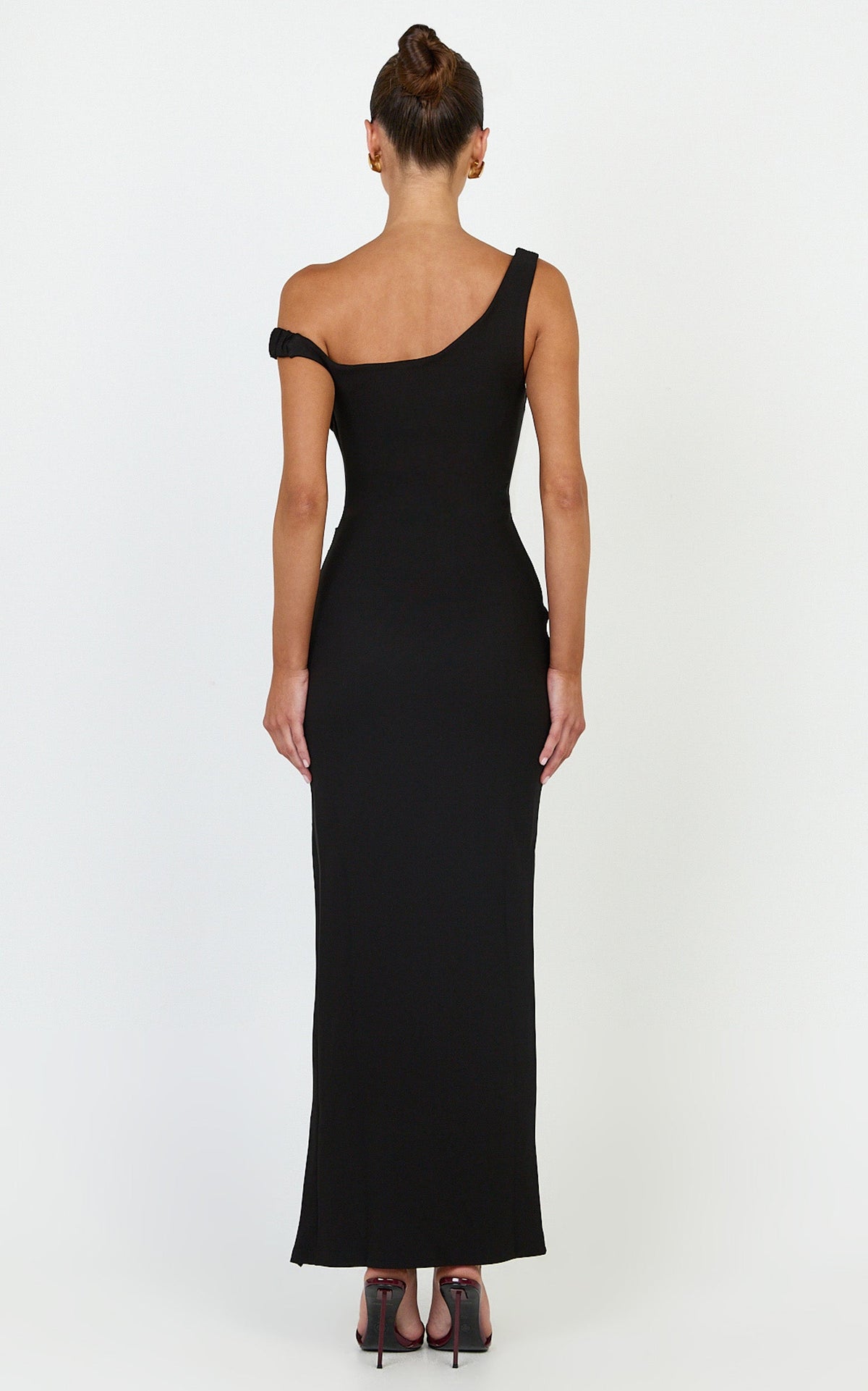 Rina Maxi Dress - Off Shoulder High Split Dress in Black