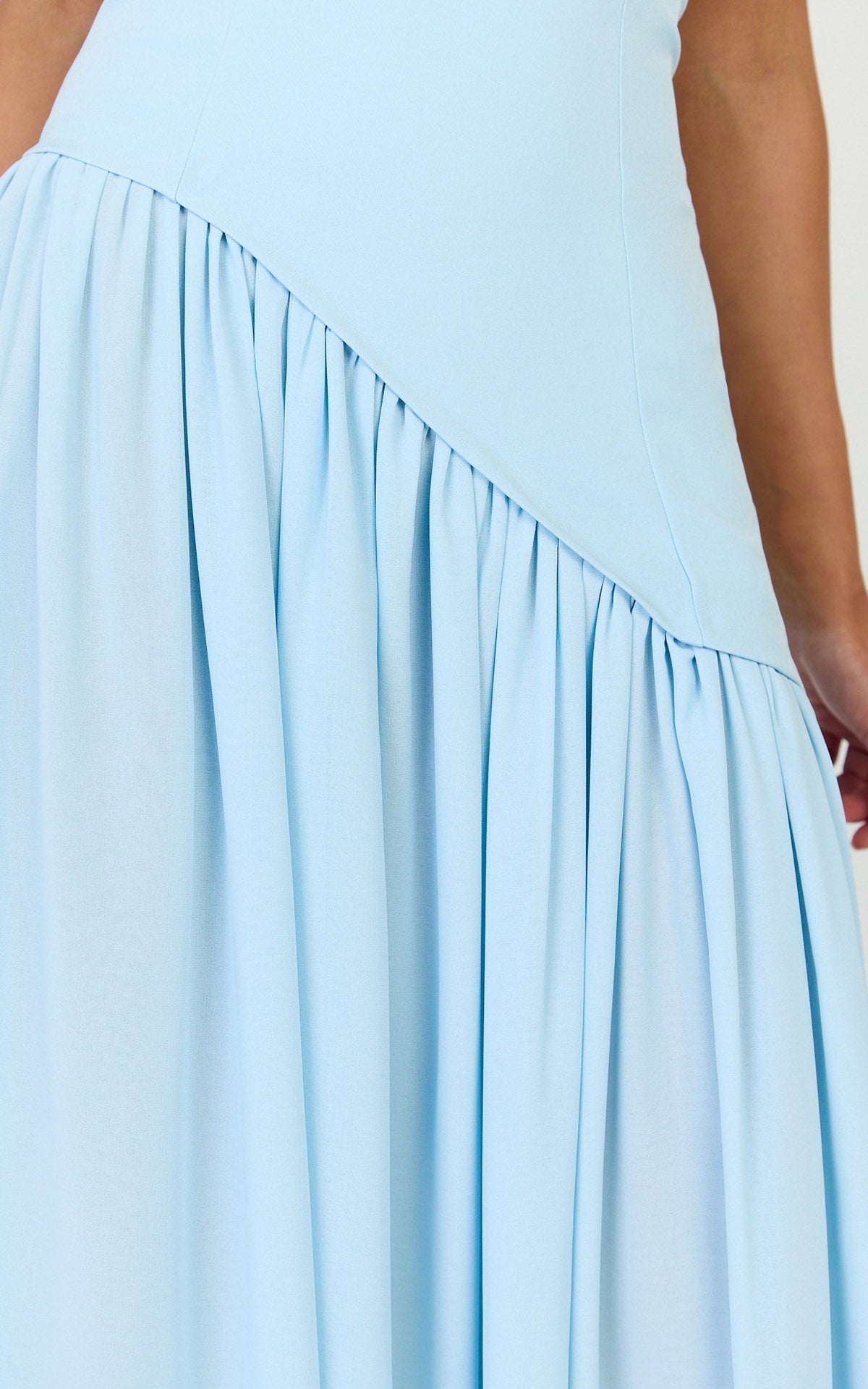 Calla Maxi Dress - Halter Neck Asymmetric Dropped Waist Dress in Blue