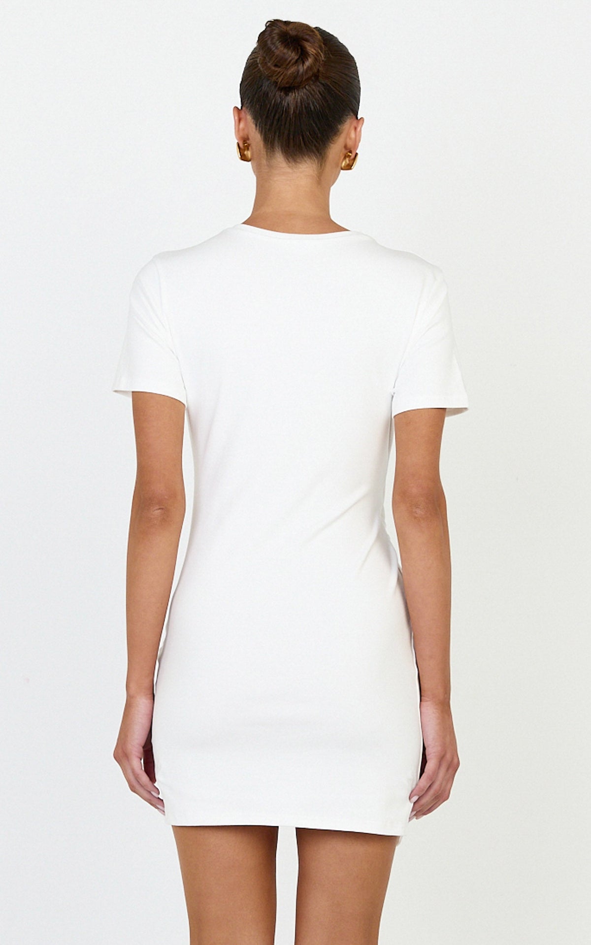 Candace Mini Dress - Faux Wrap Shift Dress in White