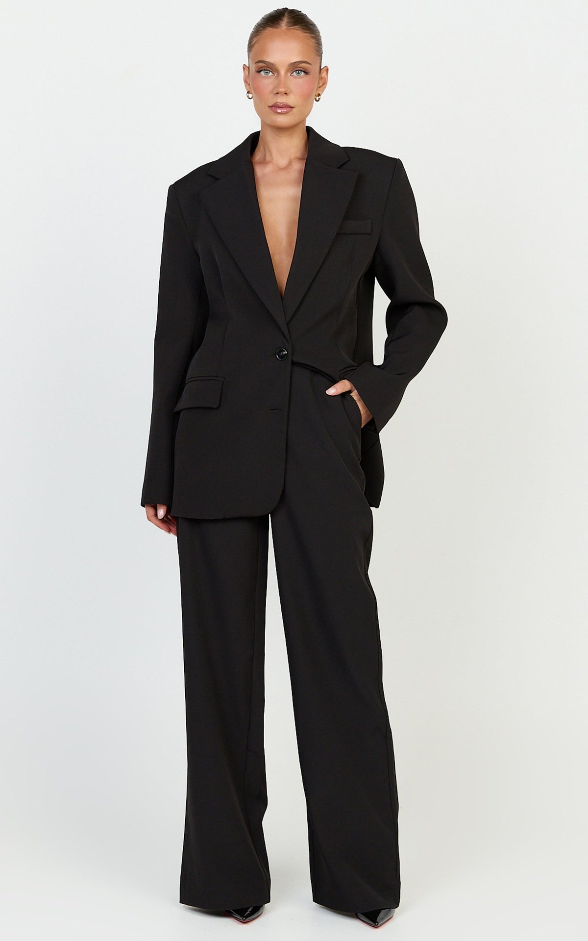 Rosalie Pants - High Waist Tailored Straight Leg Pants in Black