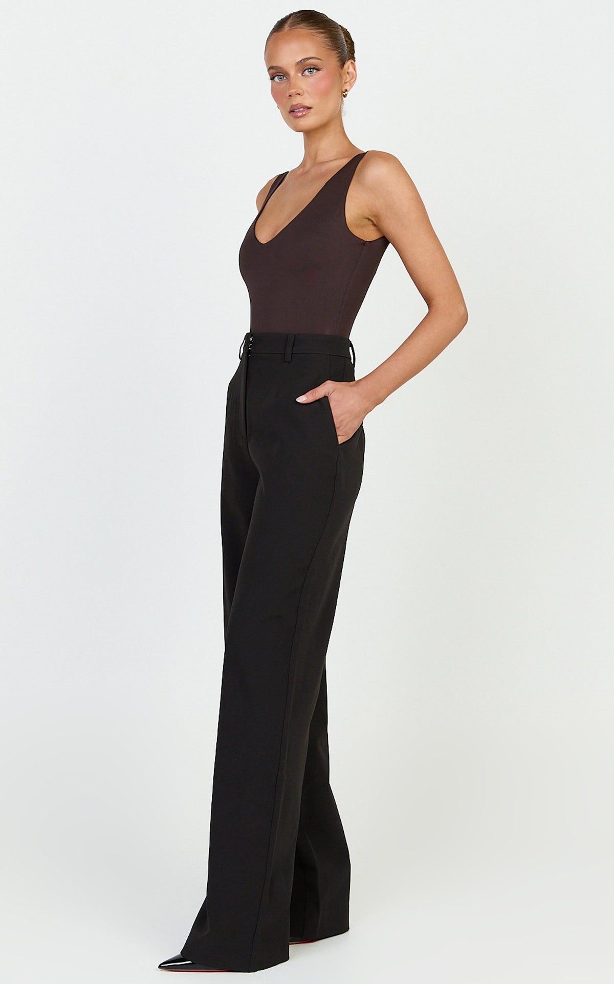 Rosalie Pants - High Waist Tailored Straight Leg Pants in Black