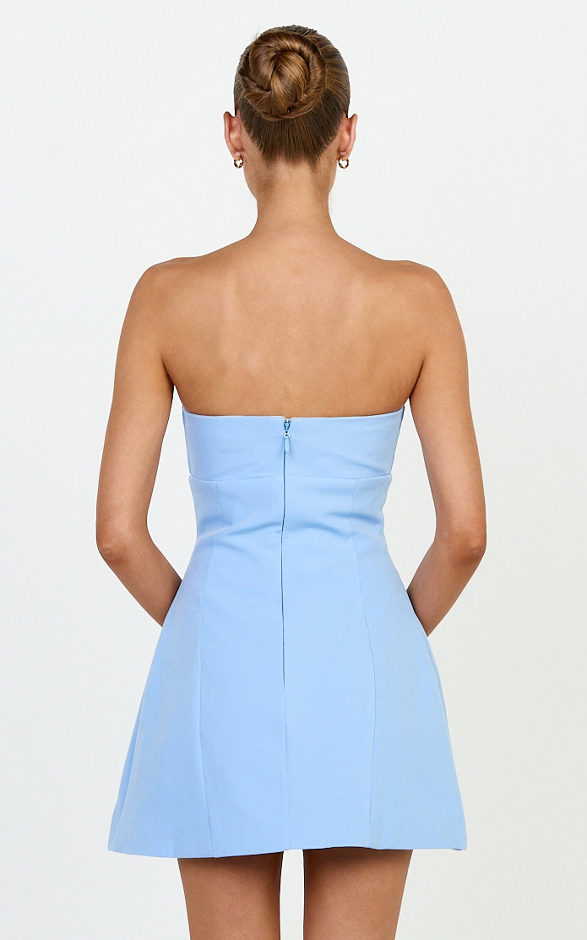 Odelle Mini Dress - Tulip Hem Cut Out 3D Floral Dress in Blue