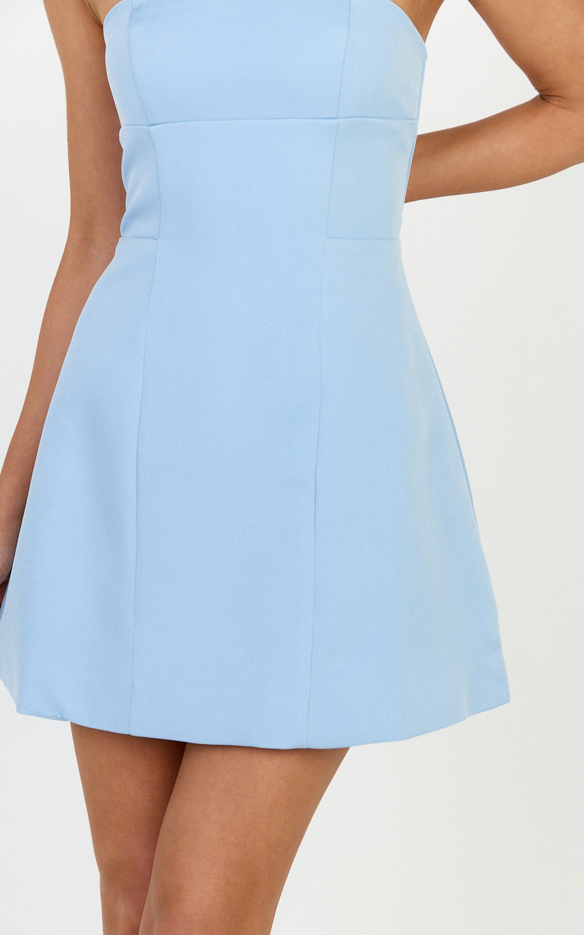 Catharine Mini Dress - Strapless A Line Dress in Blue