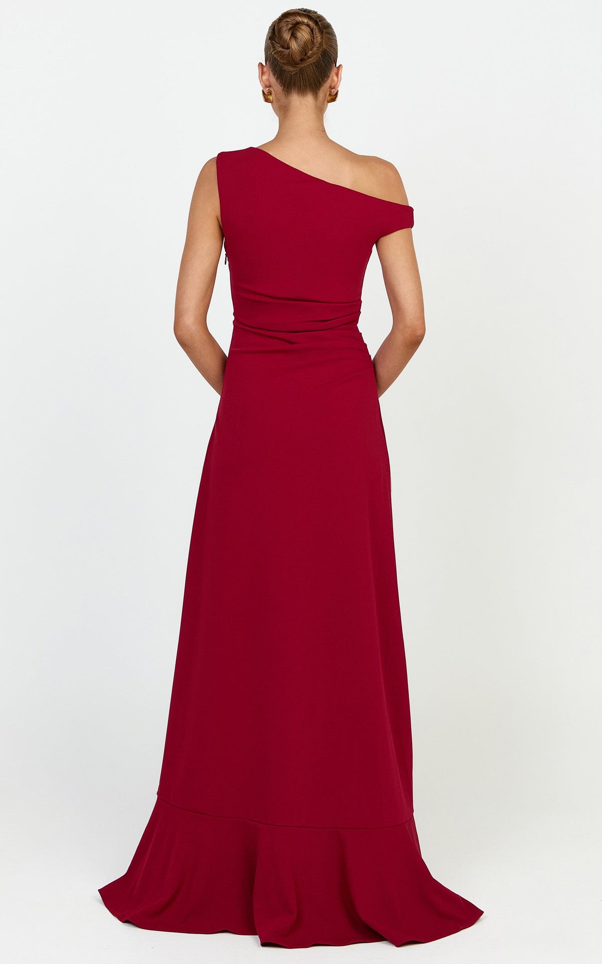 Serafina Maxi Dress - Off Shoulder High Side Split Dress in Wine