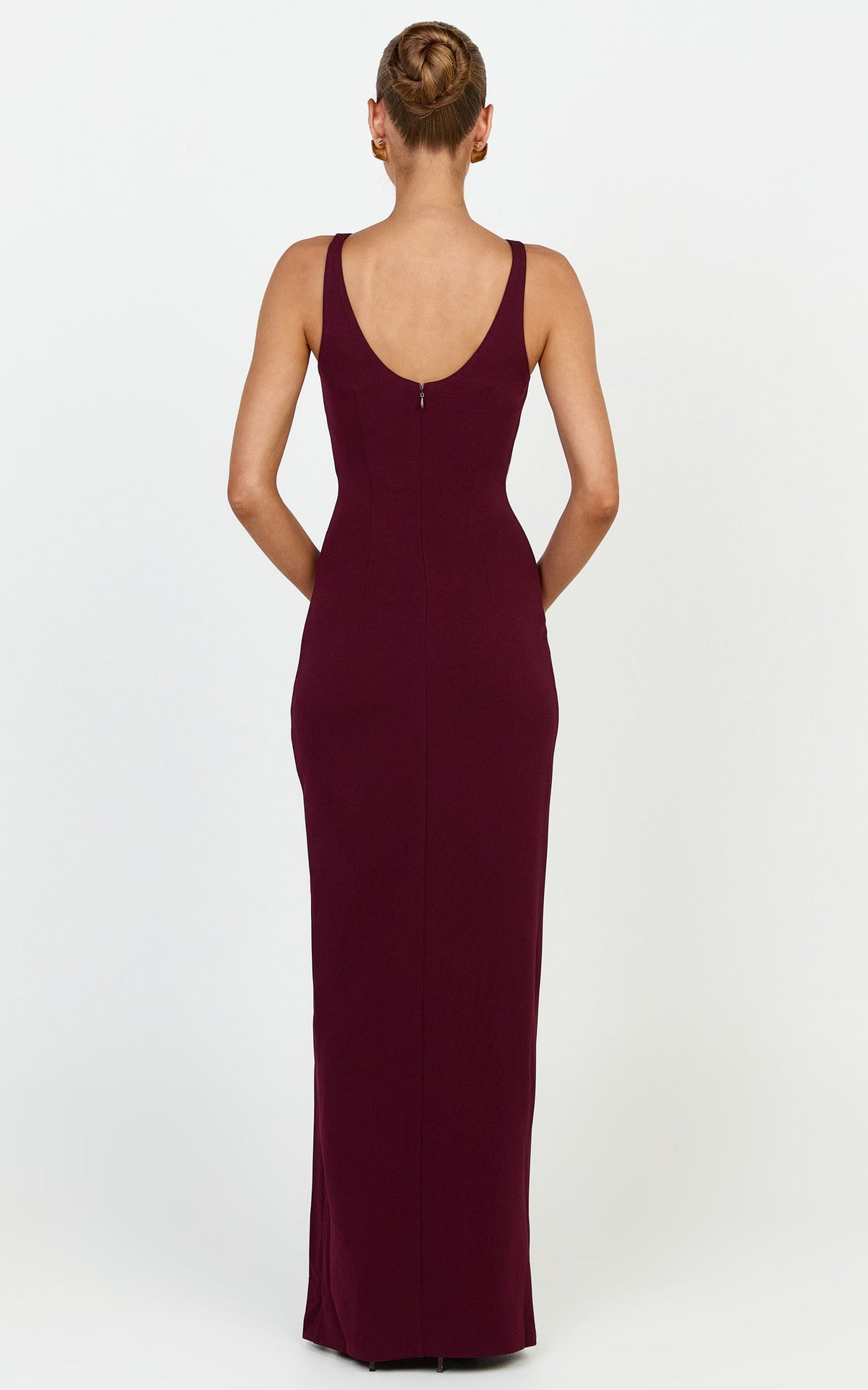 Indi Maxi Dress - Boat Neck Bodycon Dress in Plum