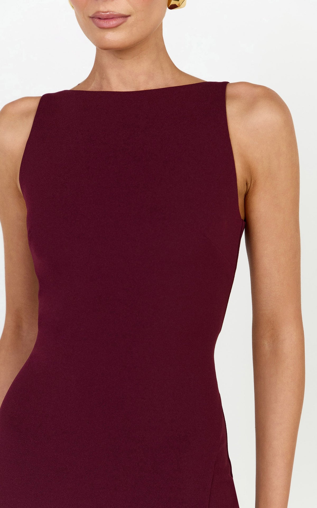 Indi Maxi Dress - Boat Neck Bodycon Dress in Plum